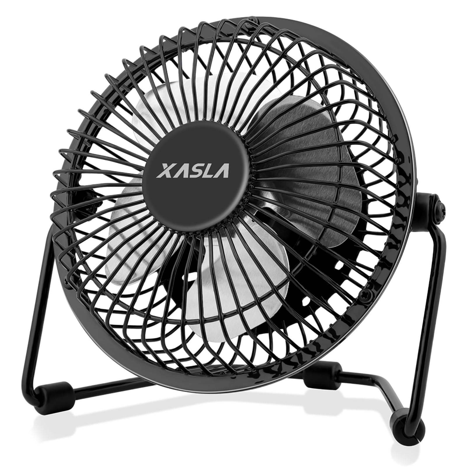 Xasla 4 Inch Small Usb Desk Fan, Mini Quiet Fan With Metal Construction & Strong Airflow & 360Adjustable Tilt Angle, Personal Co