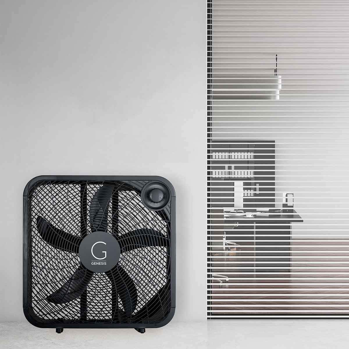 Genesis 20'' Box Fan, 3 Settings, Max Cooling Technology, Carry Handle, Black (G20Box Blk)