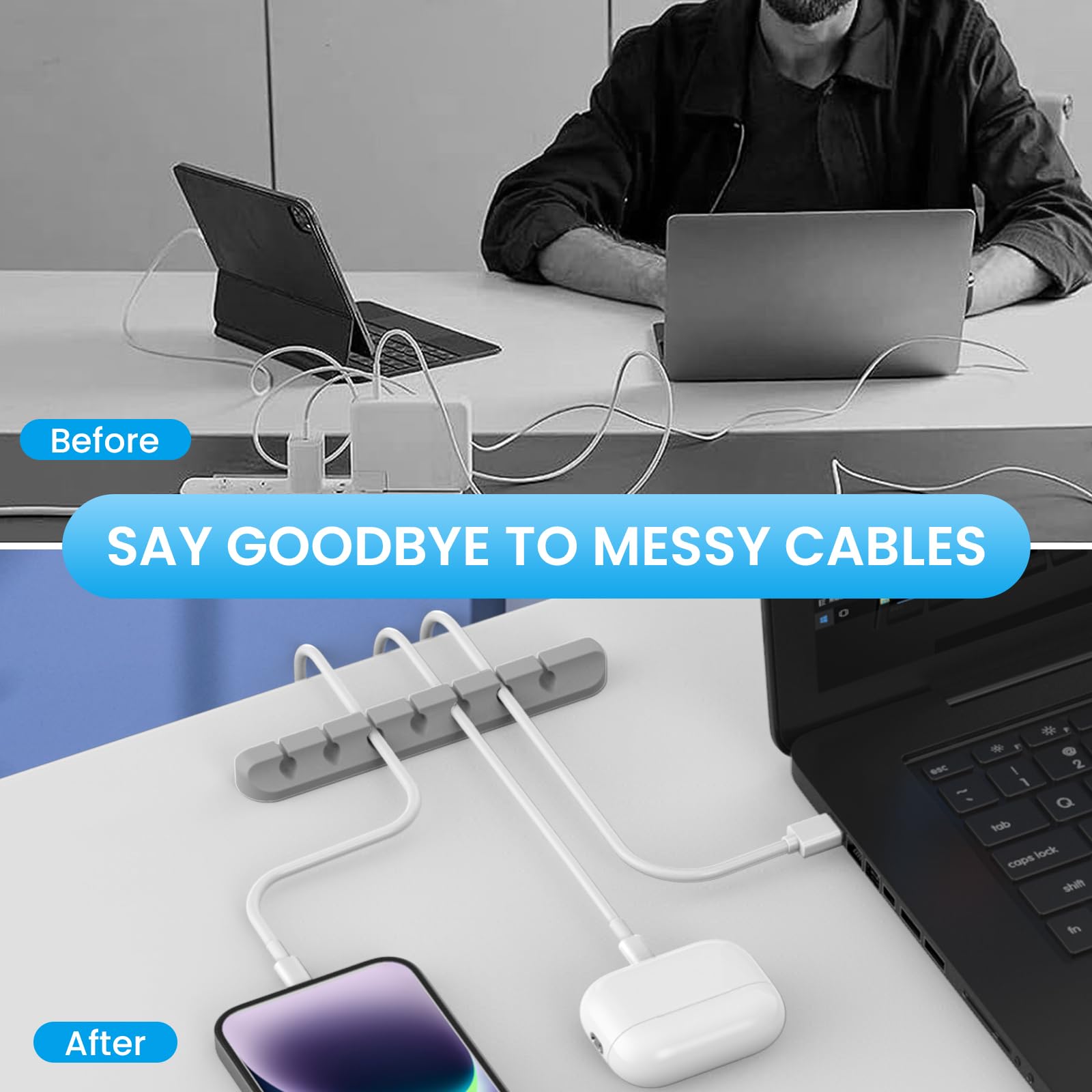 Ahastyle Cable Clips, 3 Pack Cord Holders Cable Organizer Self Adhesive Cord Keeper For Desktop Organizing Usb Cable/Nightstand