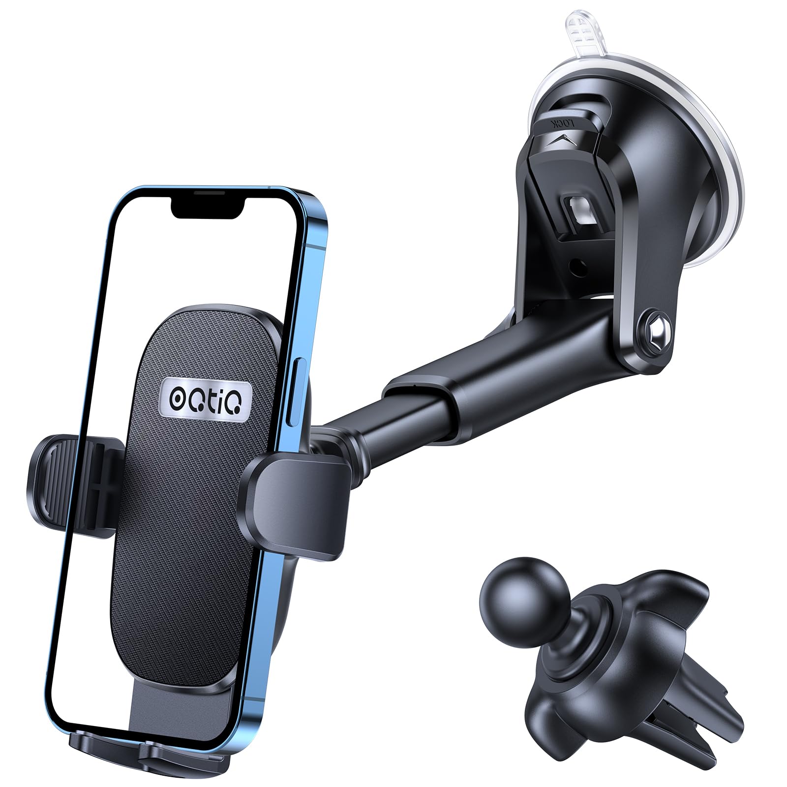 Oqtiq 3 In 1 Suction Cup Phone Holder Windshield/Dashboard/Air Vent, Dashboard & Windshield Suction Cup Car Phone Mount With Str