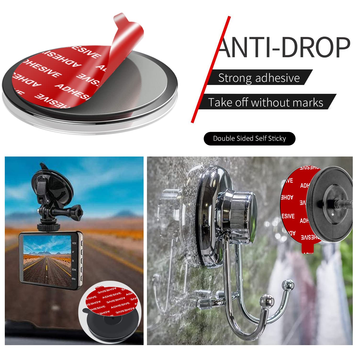 Azxyi 6 Pcs Windshield Mount Adhesives For Suction Cup Mount, 80Mm(3.15 Inches) Circle Double Sided Sticker Pads For Dashboard Mounting Disk And Windshield Camera, Gps, Car Phone Mount