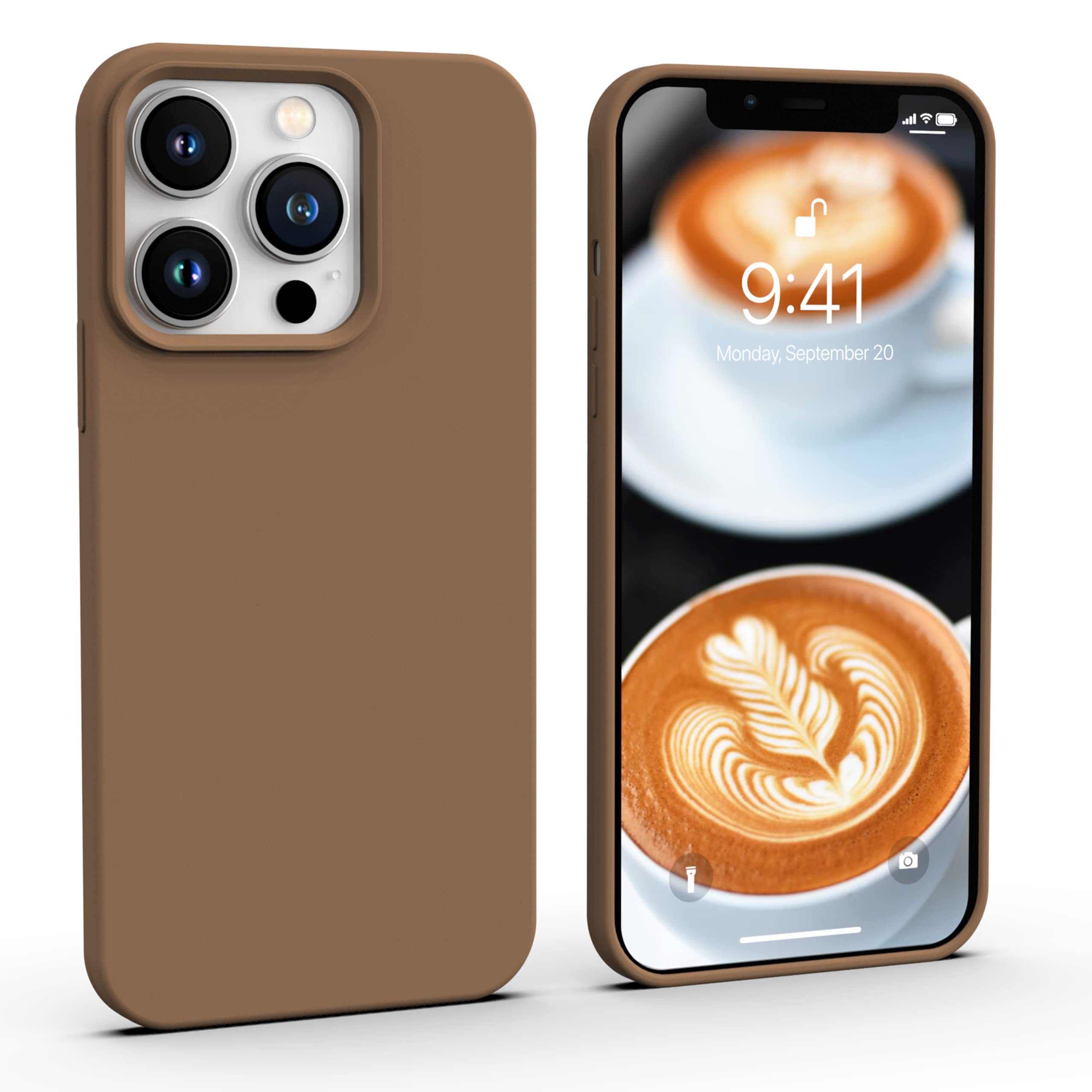 Icesword Iphone 13 Pro Max Case Coffee(2021), Liquid Silicone Slim Drop Protective Shockproof Phone Case Cover,Soft Anti Scratch