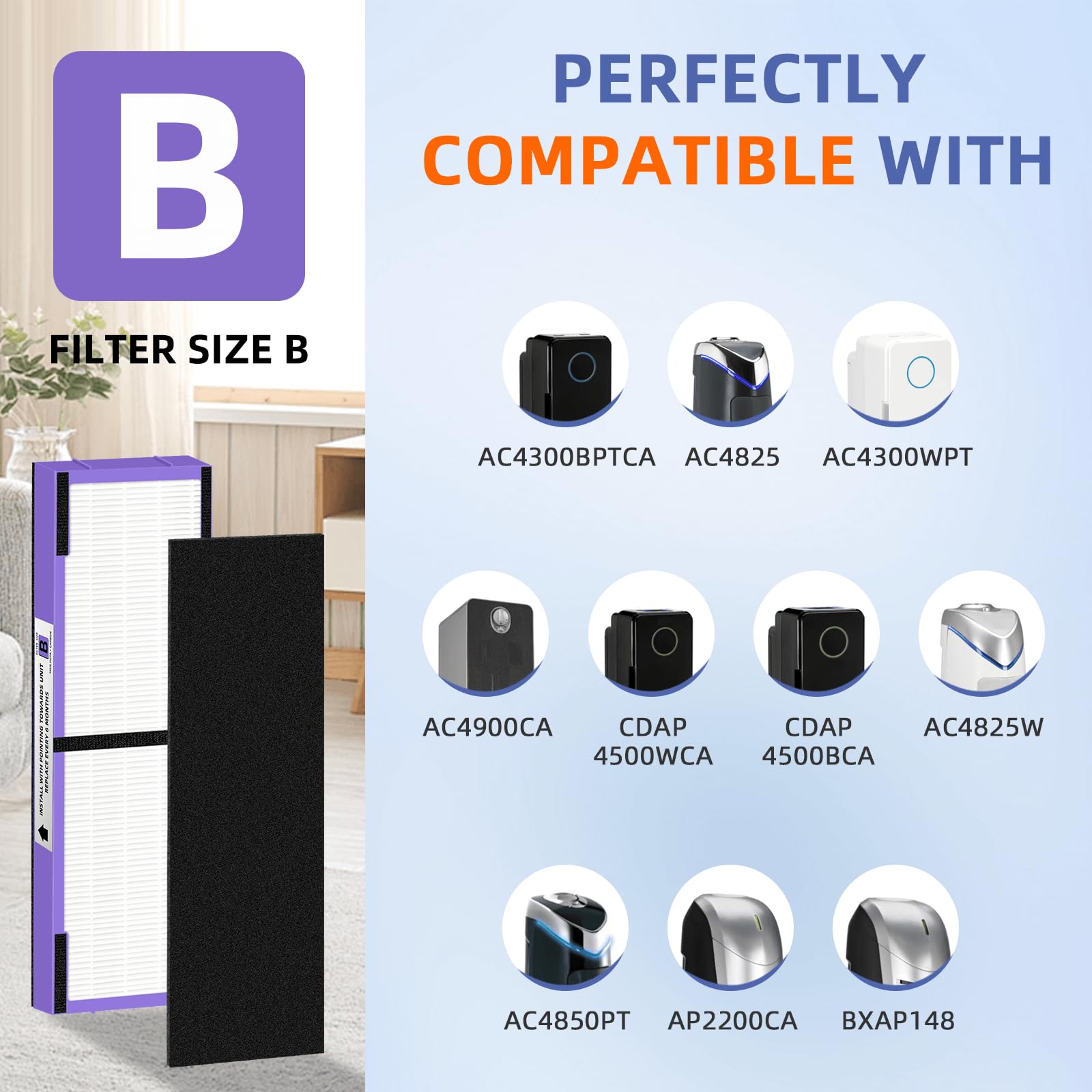 Flt4850Pt Hepa Filter B Pet Replacement Compatible With G Guardianair Purifier Ac4825 Ac4850Pt Ac4300 Ac4800 Ac4900 Ac4850,2 H13