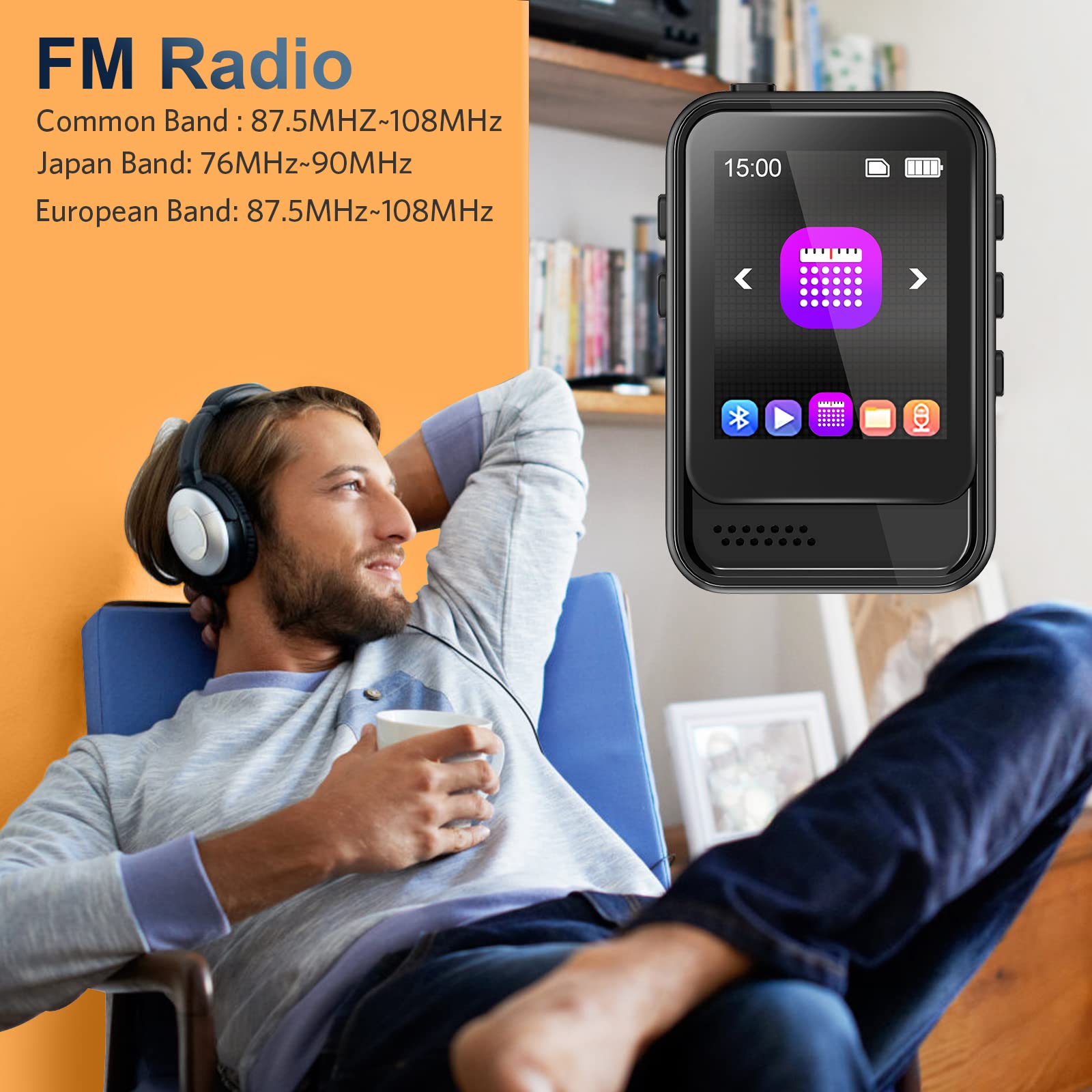 32Gb Mp3, Mp4 Player With Bluetooth For Running, Portable Music Player Built In Micro Sd Card Slot And Hd Speaker Support Fm Rad