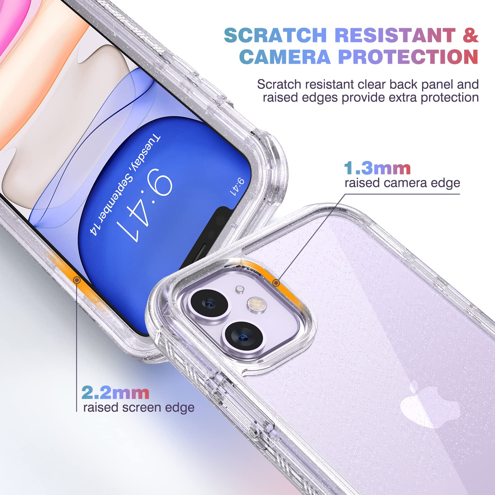 Diaclara Compatible With Iphone 11 Case, Full Body Rugged Case With Built-In Touch Sensitive Anti-Scratch Screen Protector, Soft