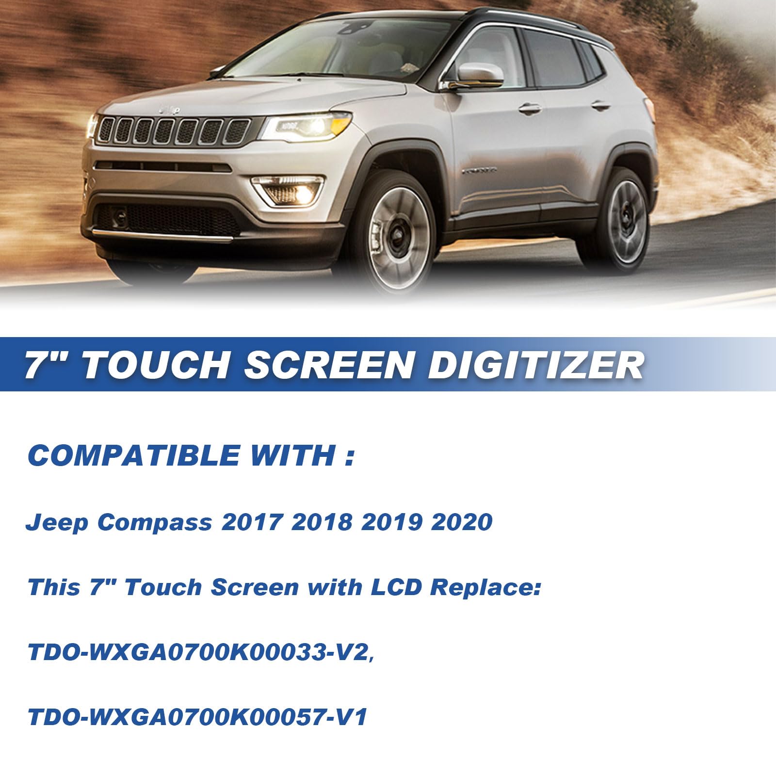 7'' Uconnect Touch Screen Digitizer Lcd Monitor Radio Navigation Compatible With Jeep Compass 2017 2018 2019 2020 Radio Navigati