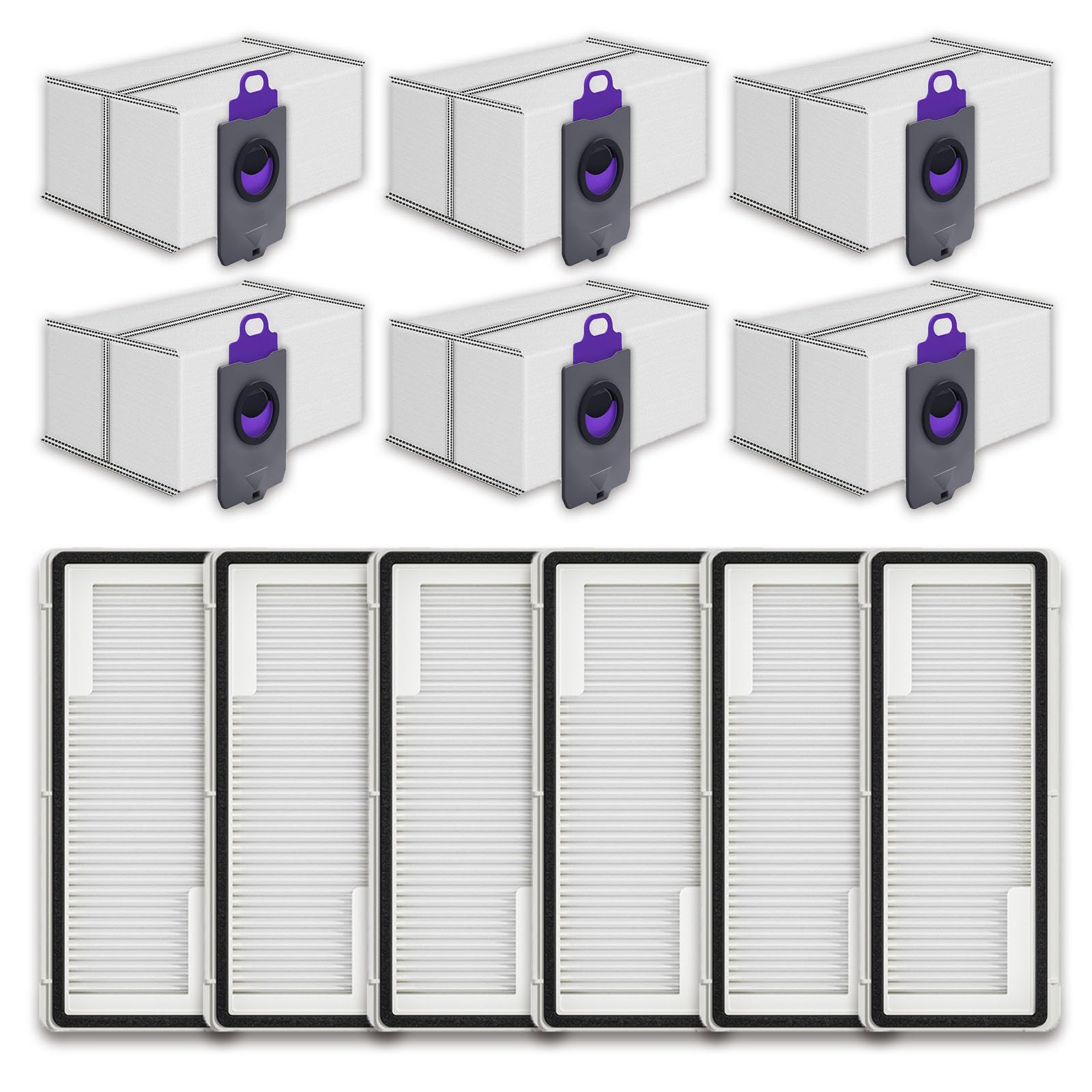 Combo Set 6 Dust Bags 6 Filters For Narwal Flow Robot Vacuum Accessories
