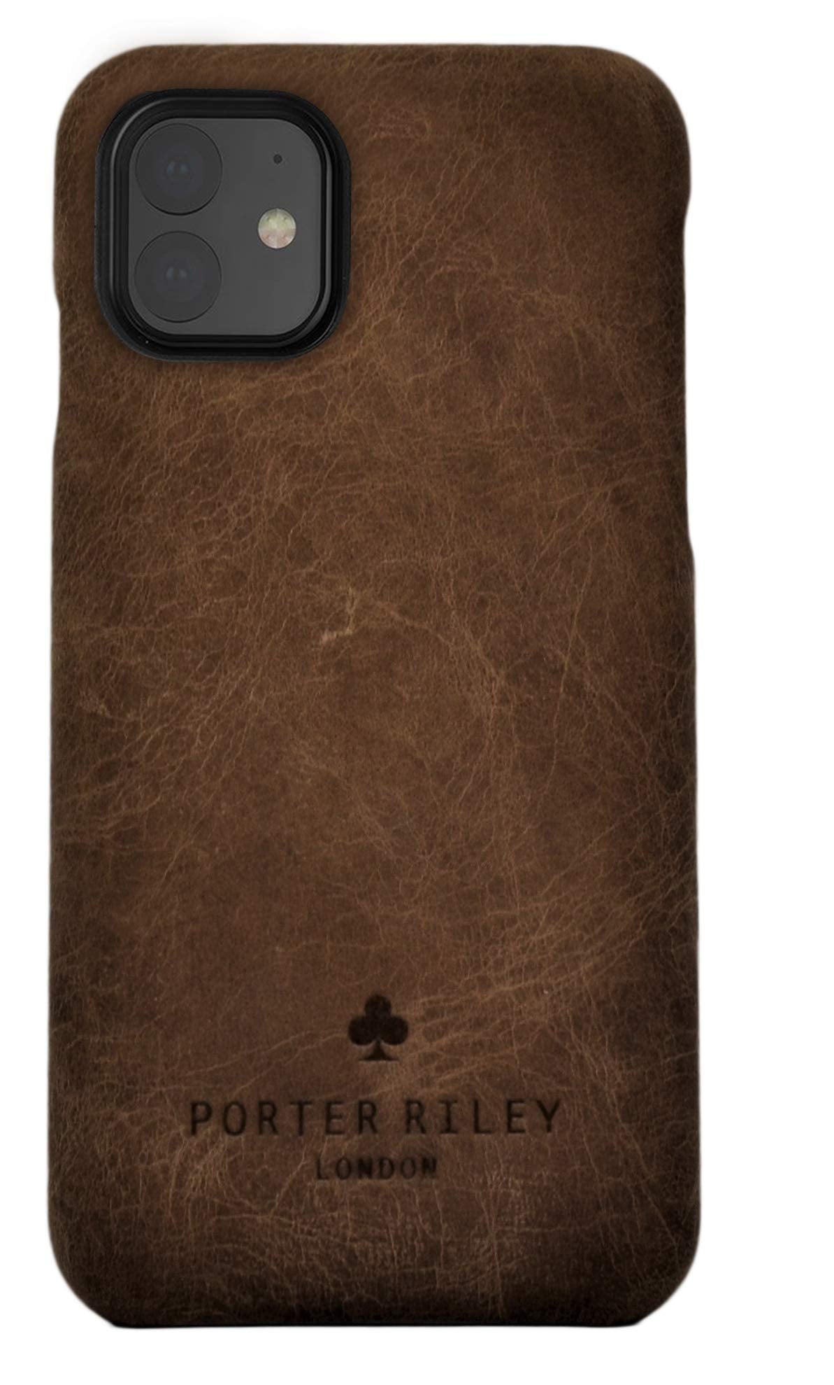 Porter Riley   Leather Case For Iphone 11 (6.1''). Premium Genuine Leather Slimline Back Case. (Chocolate Brown)