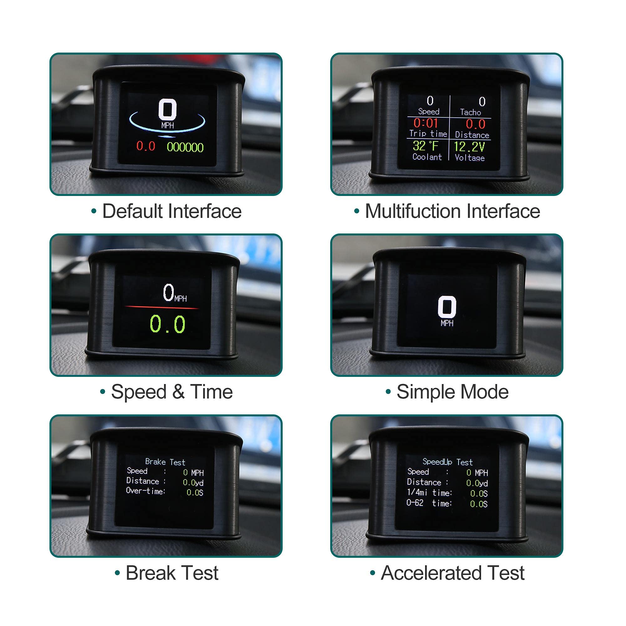 X Autohaux 2.2 Inch Mini Hud Head Up Display Car Dashboard Digital Speedometer Multifunction Data Display Error Alarm Tft Lcd Di