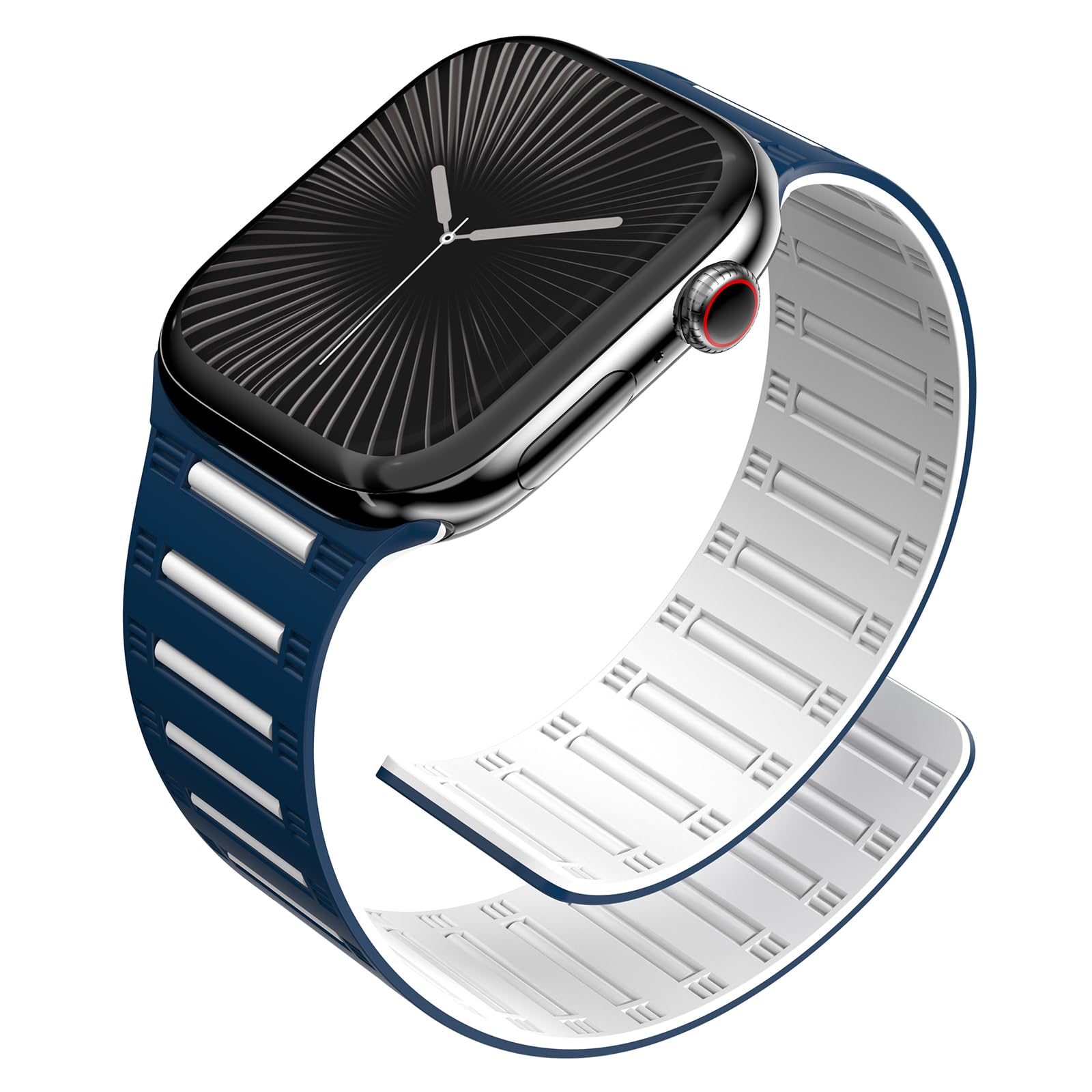 EVIE BAND Magnetic Band Compatible with Apple Watch Bands for Men Women 44mm 46mm 42mm 45mm 40mm 41mm 49mm 38mm, Silicone Loop S