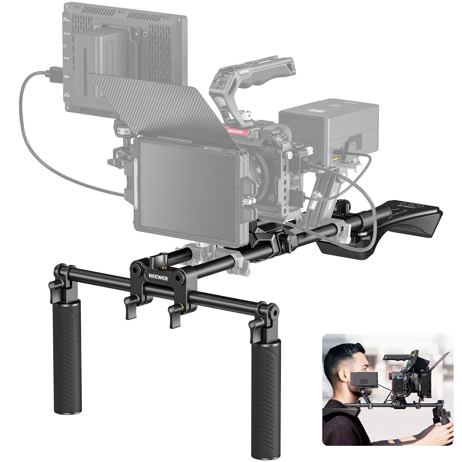 Neewer Shoulder Mount Video Rig With Arca Quick Release Dslr Camera & Camcorder Mounting, Dual Handles 15Mm Rods (16''/40Cm), Fi