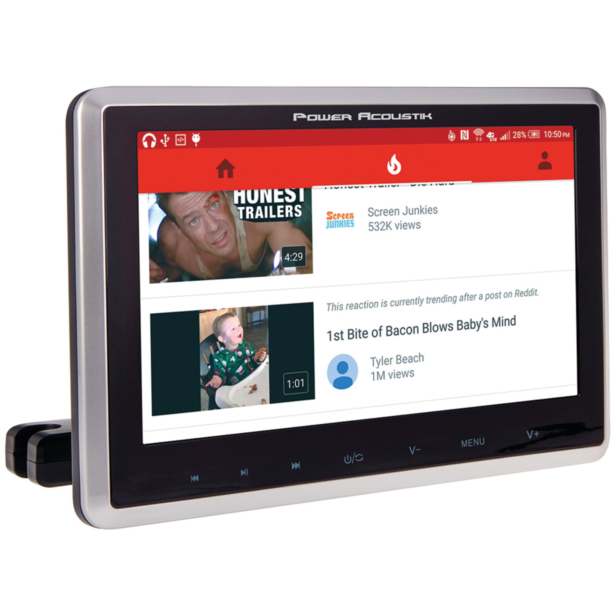 Power Acoustik PHD-101 10.3 Universal Headrest Monitor with DVD Player, IR & FM Transmitters & Android PhoneLink