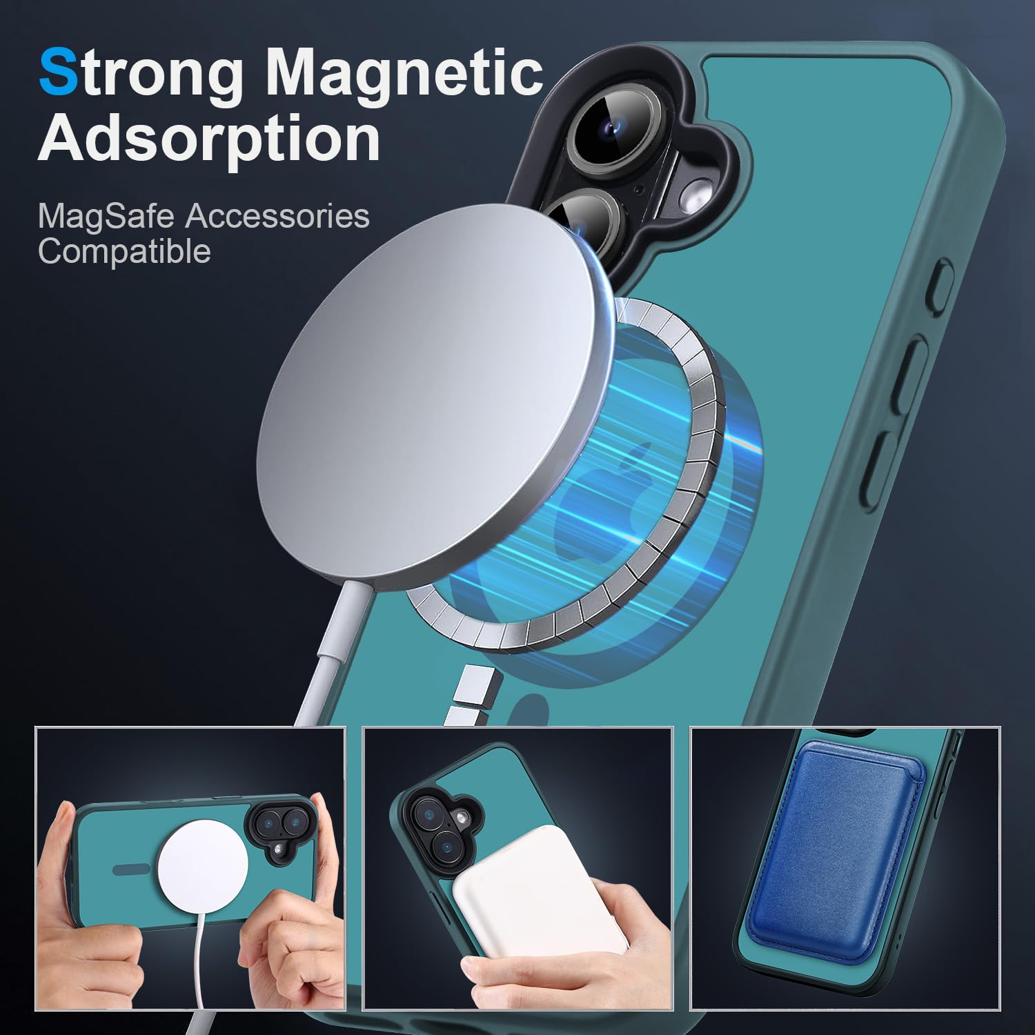 Yzoiko Strong Magnetic Case For Iphone 16 Case [10Ft Grade Drop Tested & Compatible With Magsafe] Translucent Anti Fingerprint S