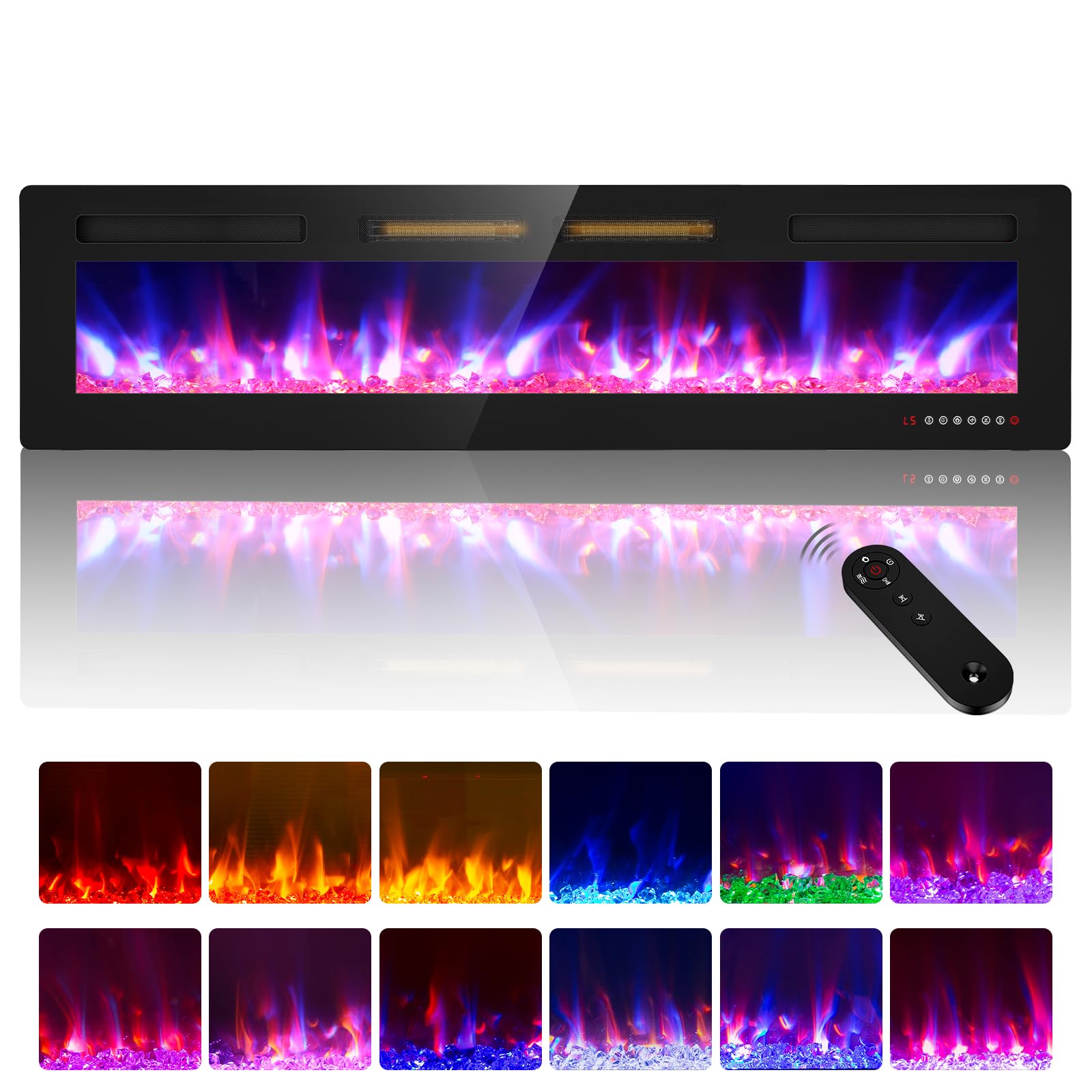 Zionheat 72 Inches Electric Fireplace Wall Fireplace For Living Room Fireplace Freestanding/Inserts/Wall Mounted With Remote Con