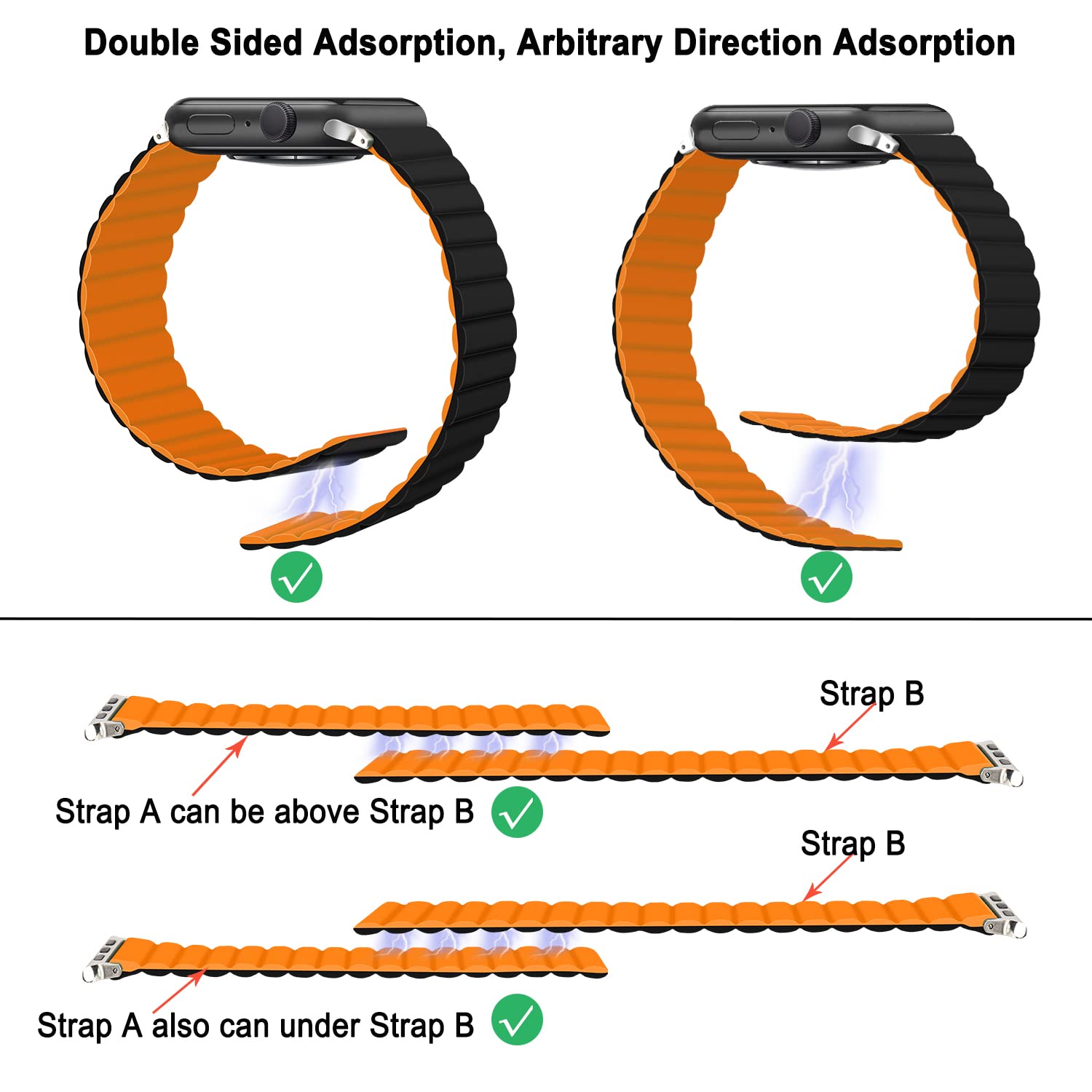 Tasikar Silicone Bands Compatible With Apple Watch Band 49Mm 45Mm 44Mm 42Mm, Loop Strap With Strong Magnetic Closure Designed Fo