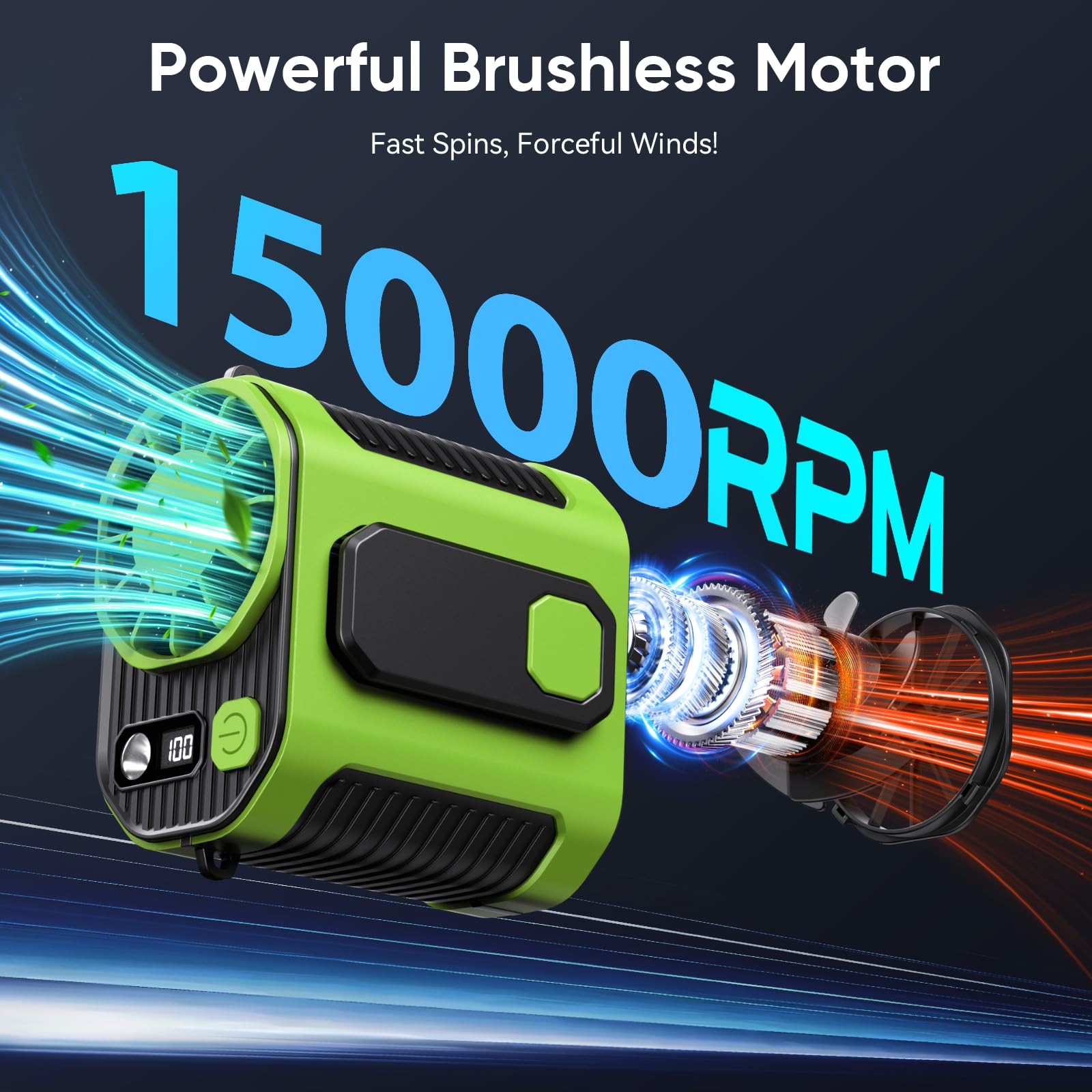 Portable Waist Fan, 10-Speed Rechargeable Body Fan With Led Light,Hands Free Wearable Belt Clip Waist Fans, 10000Mah Battery Coo