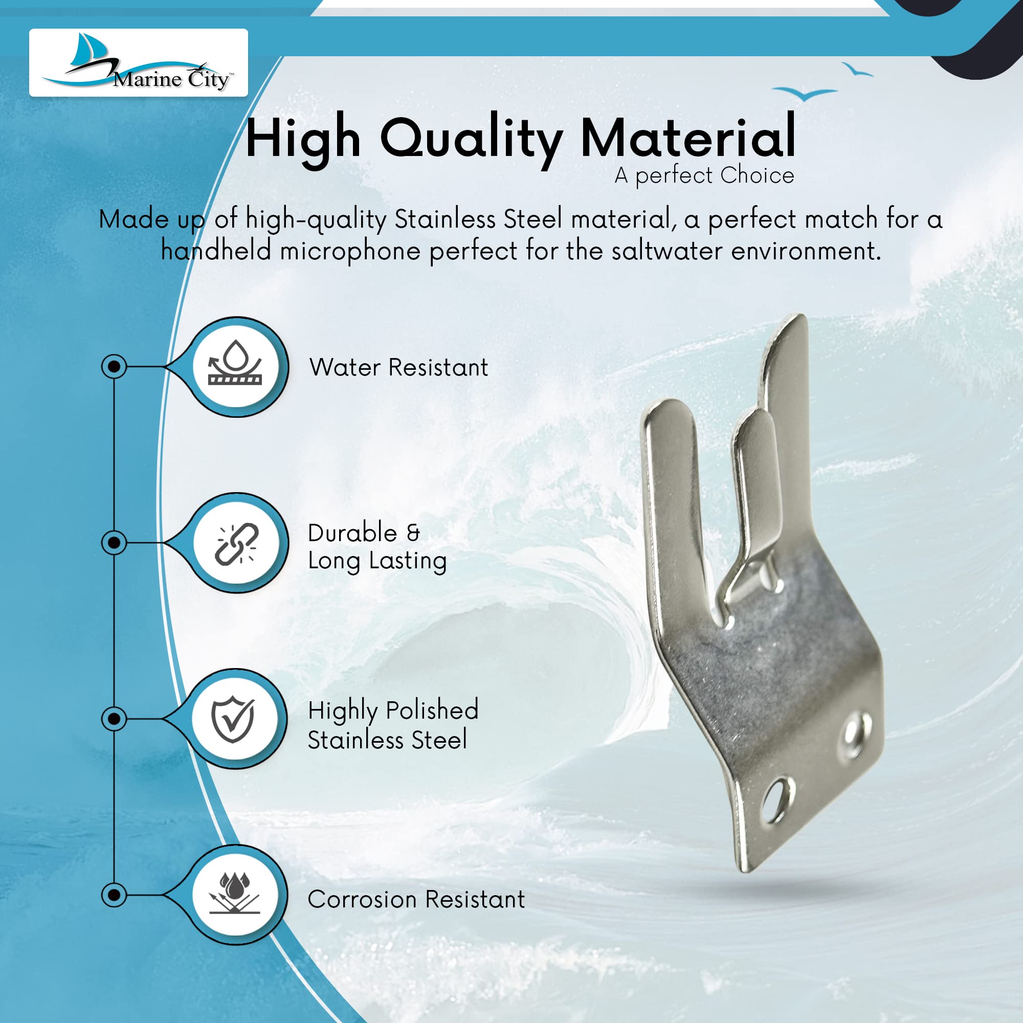 Marine City Stainless Steel Handheld Microphone Hang Up Clip Sturdy And Durable   Car Radio Microphone Mounting Clip Perfectly M