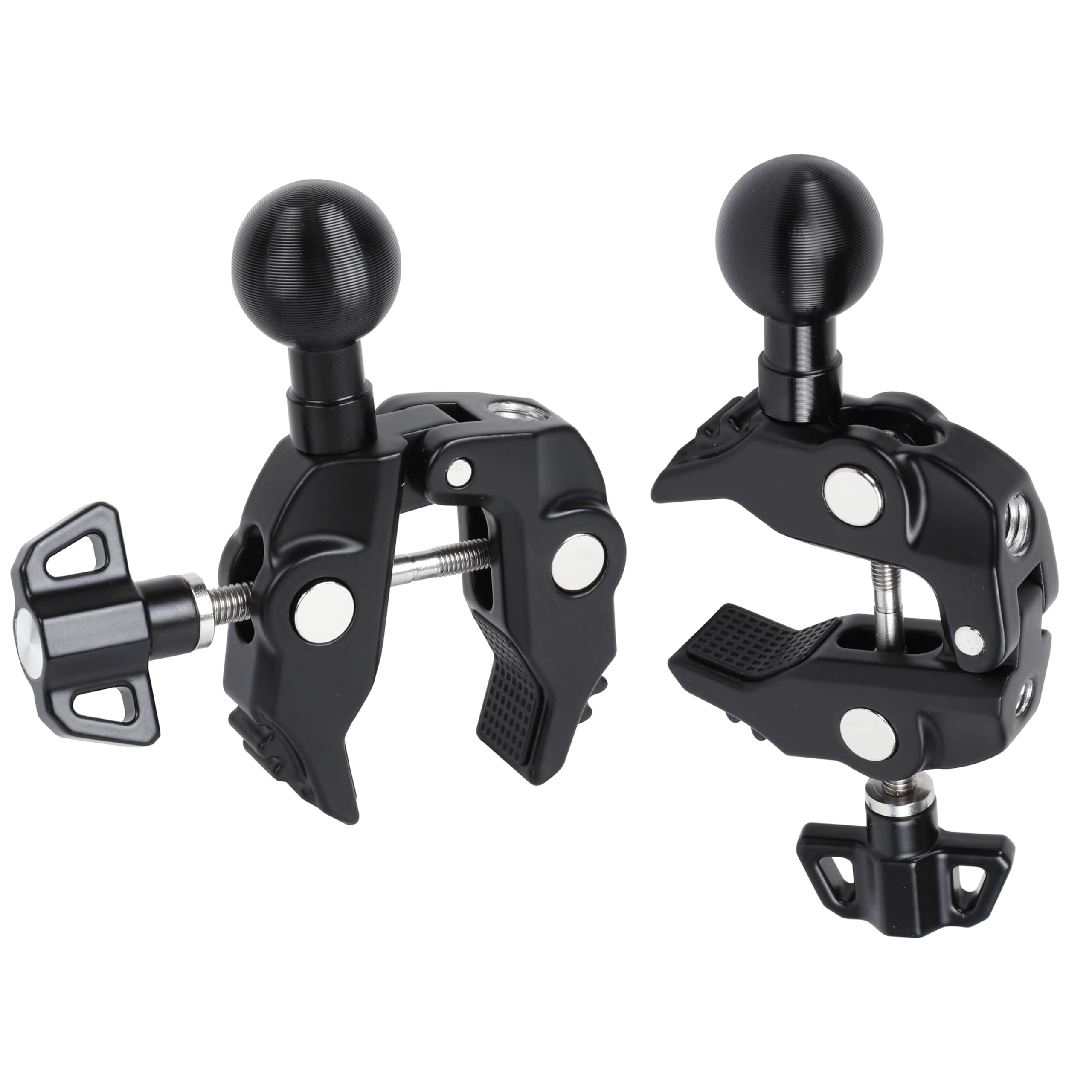 2Pcs Metal Handlebar Super Clamp Mount Base With 1'' Ball, Fence Desk Table Mount, Compatible With Ram Mounts B Size Double Sock