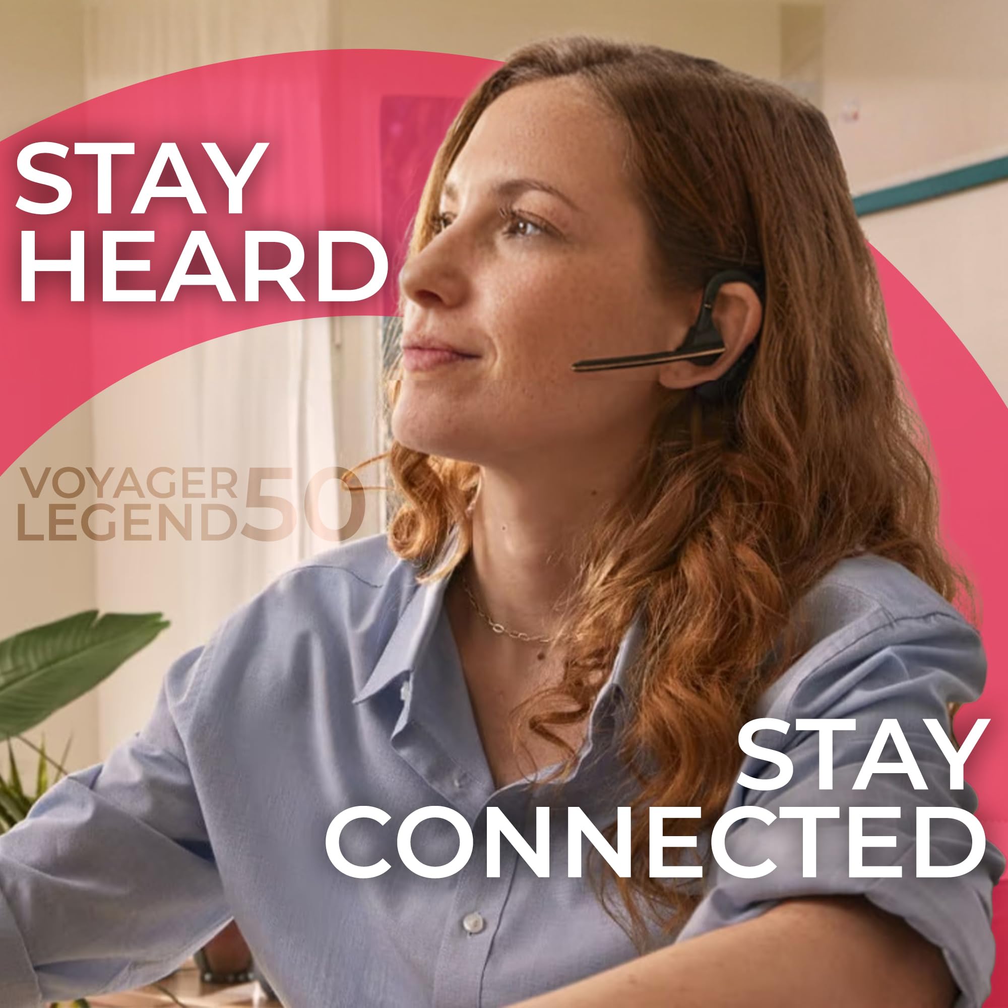 Poly Voyager Legend 50-M Bluetooth Headset, Charging Case, Ai-Powered Noise Cancellation, 4-Mic Windsmart Tech, 10-Hr Battery, 9