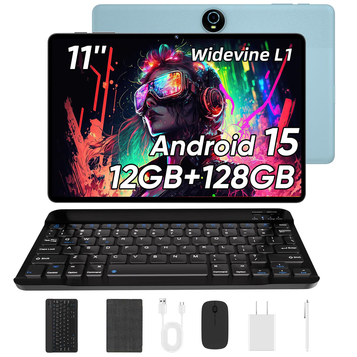 11 Inch Tablet with Keyboard, Android 15 Tablets, 12GB+128GB, 1TB ...
