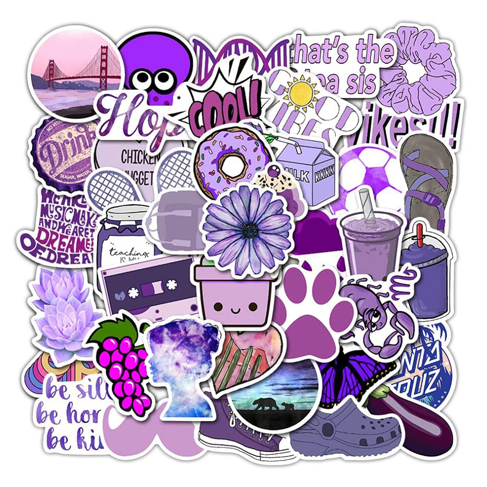 Girl'S Purple Aesthetic Stickers Waterproof Cute Stickers 50 Pcs Water Bottle Laptop Phone Stickers For Teens Kids