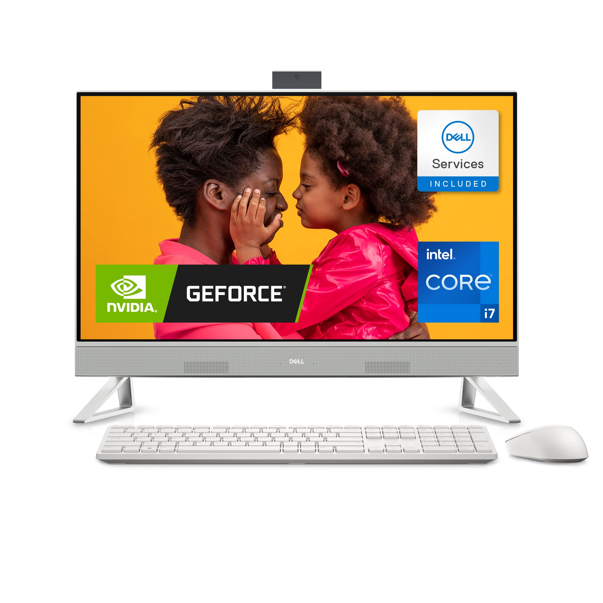 Dell Inspiron 7710 All in One   27 inch FHD (1920 x 1080) Touchscreen Display, Intel Core i7 1255U, 32GB DDR4, 1TB SSD, NVIDIA GeForce MX550, Intel Wi Fi 6E, Services, Windows 11 Pro   White