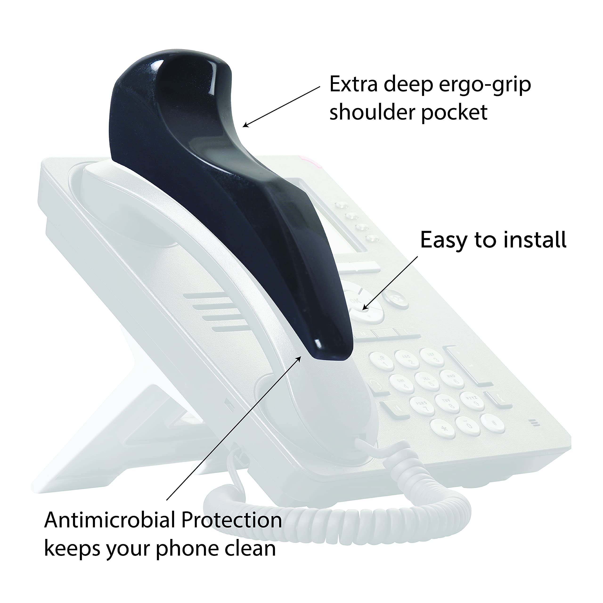 Softalk Ii Antibacterial Phone Shoulder Rest, Landline Office Telephone Accessory With Nonslip Ergo-Grip Cushion And Self-Adhesi