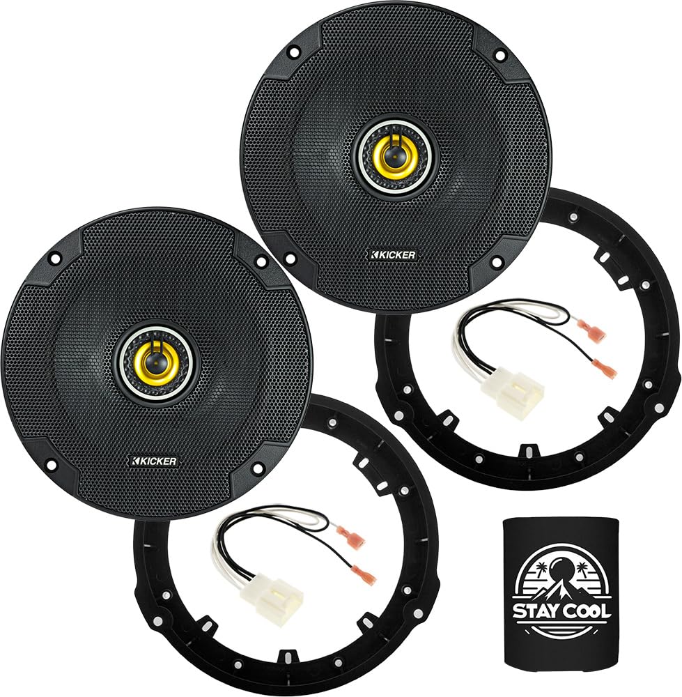 KICKER Rear Door 6.5 Speakers Kit for Ford F-150 2015-2024 Upgrade Kit - Pair of CS Series 6 1/2 Inch Coaxial Speakers with Adap