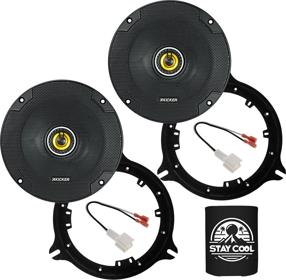 KICKER Front Door 6.5 Speakers Kit for Nissan Sentra 2000-2006 Upgrade Kit - Pair of CS Series 6 1/2 Inch Coaxial Speakers with