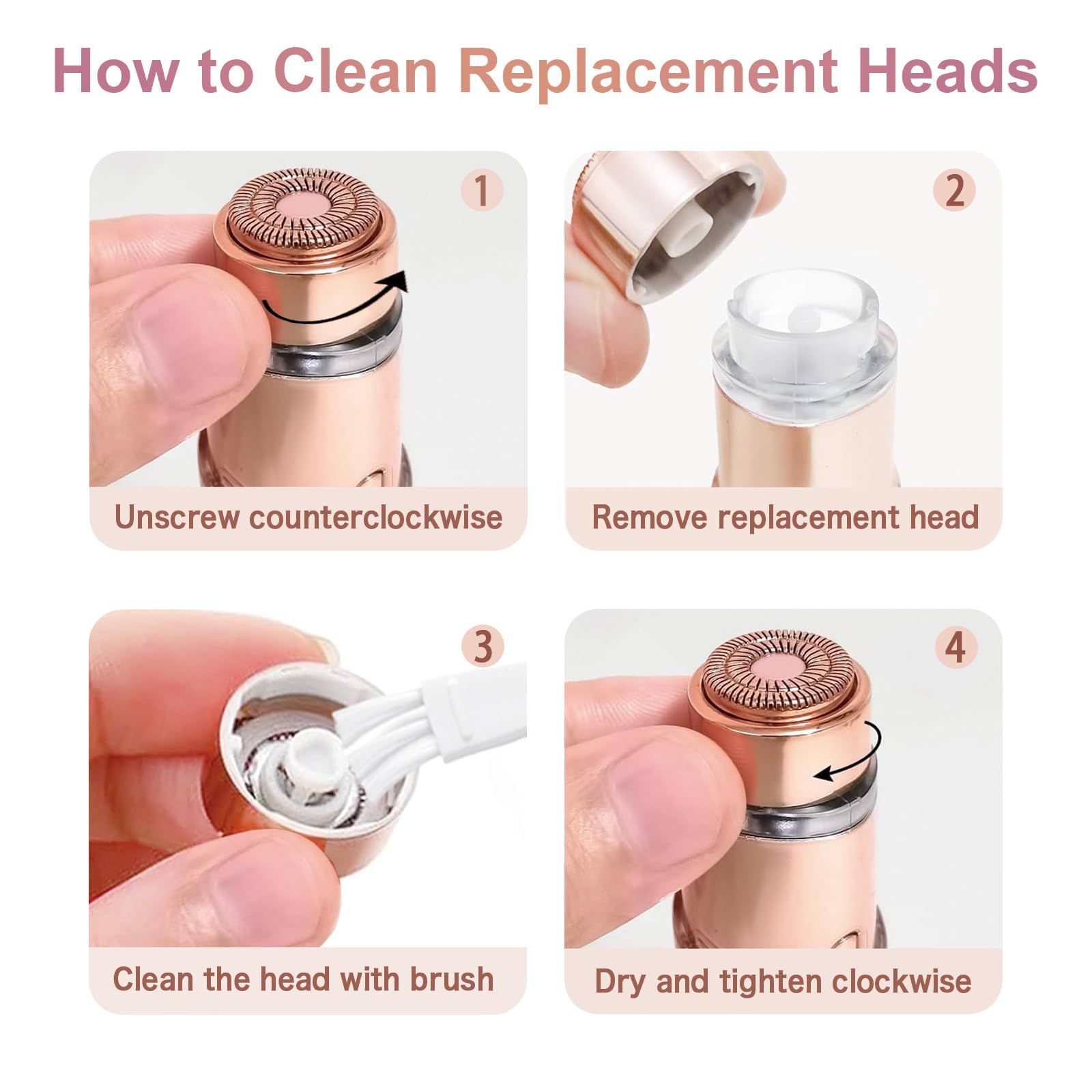 Replacement Heads Generation 3 For Flawless Facial Hair Remover, Replacement Blades For Women 2 Pack Gold