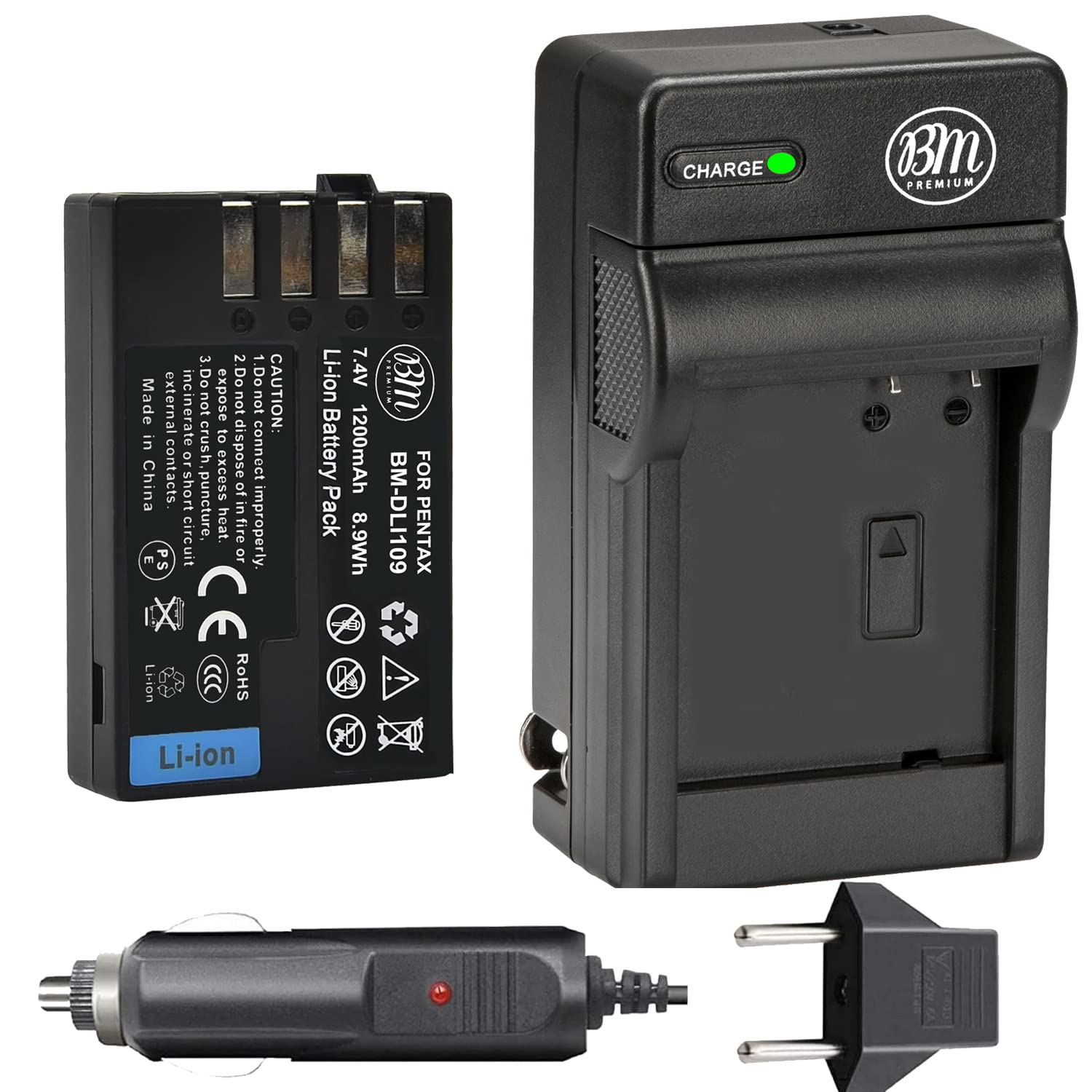 BM Premium D LI109 Battery and Battery Charger for Pentax KP, K R, K S1, K S2, K 30, K 50, K 70, K 500 Digital SLR Camera