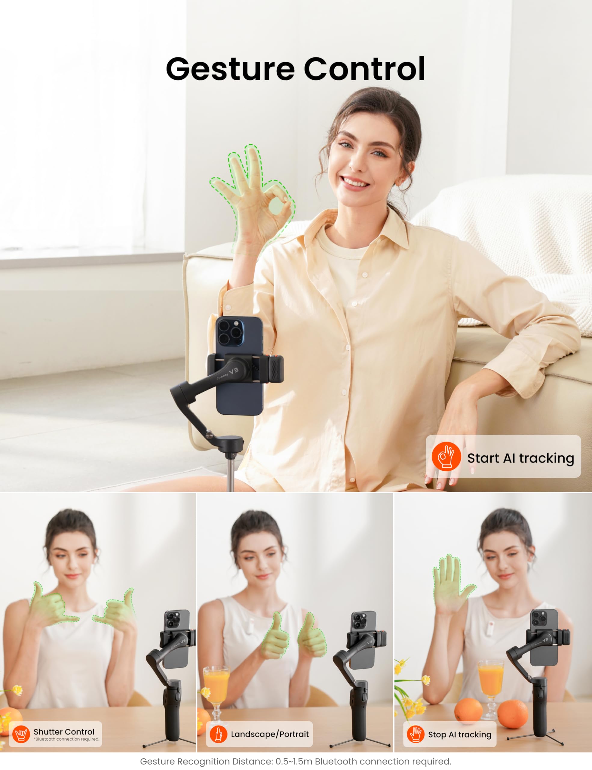 Hohem Isteady V3 Gimbal Stabilizer For Smartphone, 3-Axis Stabilization With Ai Tracker, Detachable Remote Control, Built-In Ext