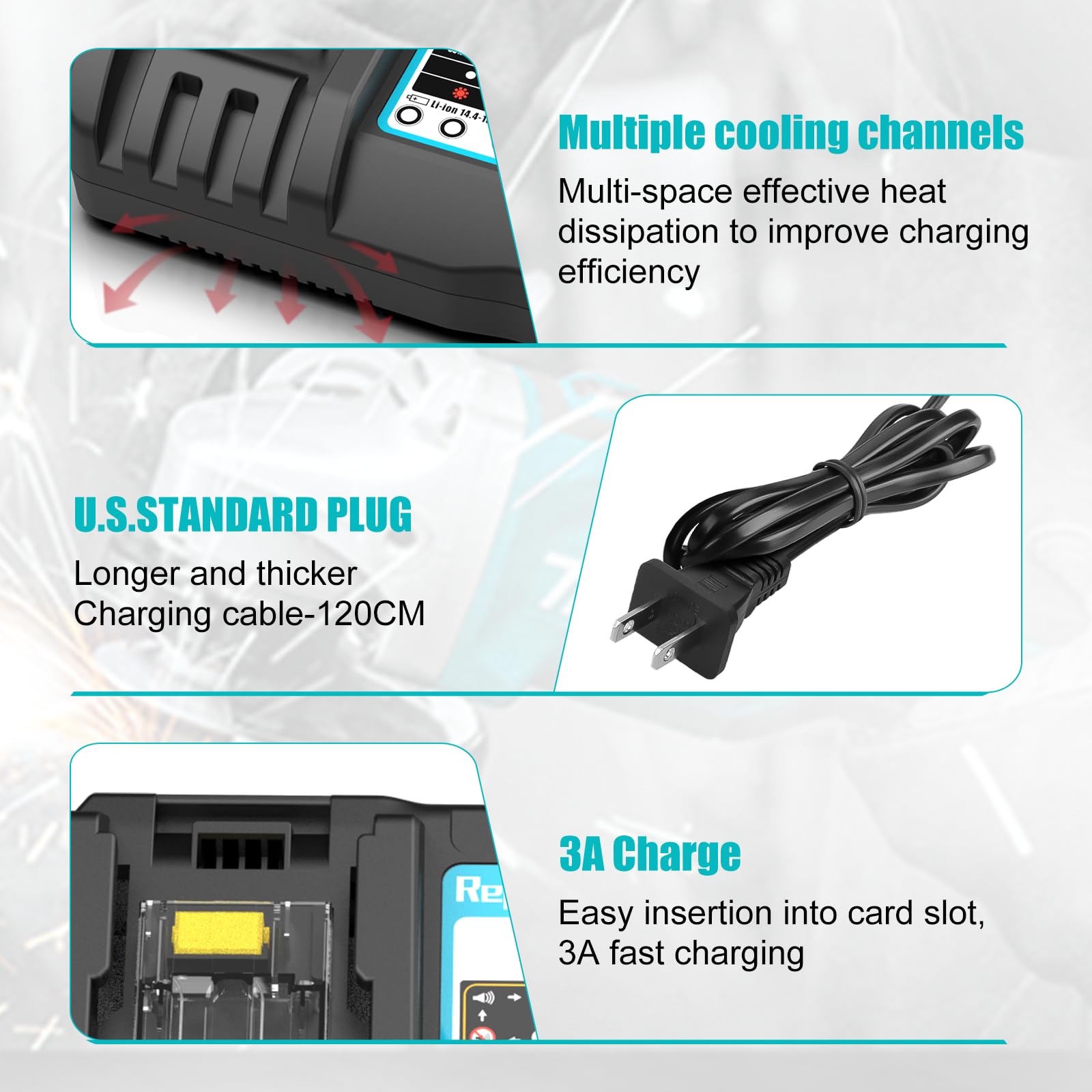 Powilling Dc18Rc Lithium Ion Battery Charger With Led Screen For Makita 14.4V 18V Lithium Ion Battery Bl1830 Bl1840 Bl1850 Bl181