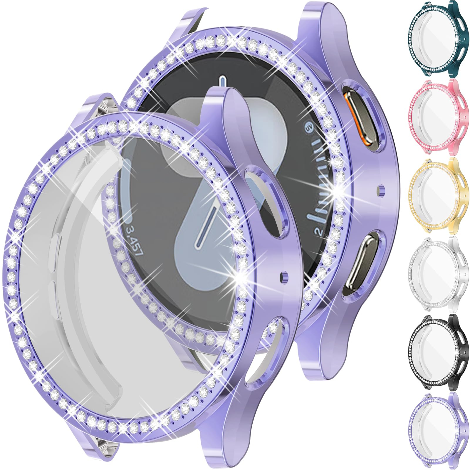 Richone [6 Pack] Bling Screen Protector For Samsung Galaxy Watch 7 40Mm, Sparkly Rhinestones Soft Bumper Cases Galaxy Smart Watc