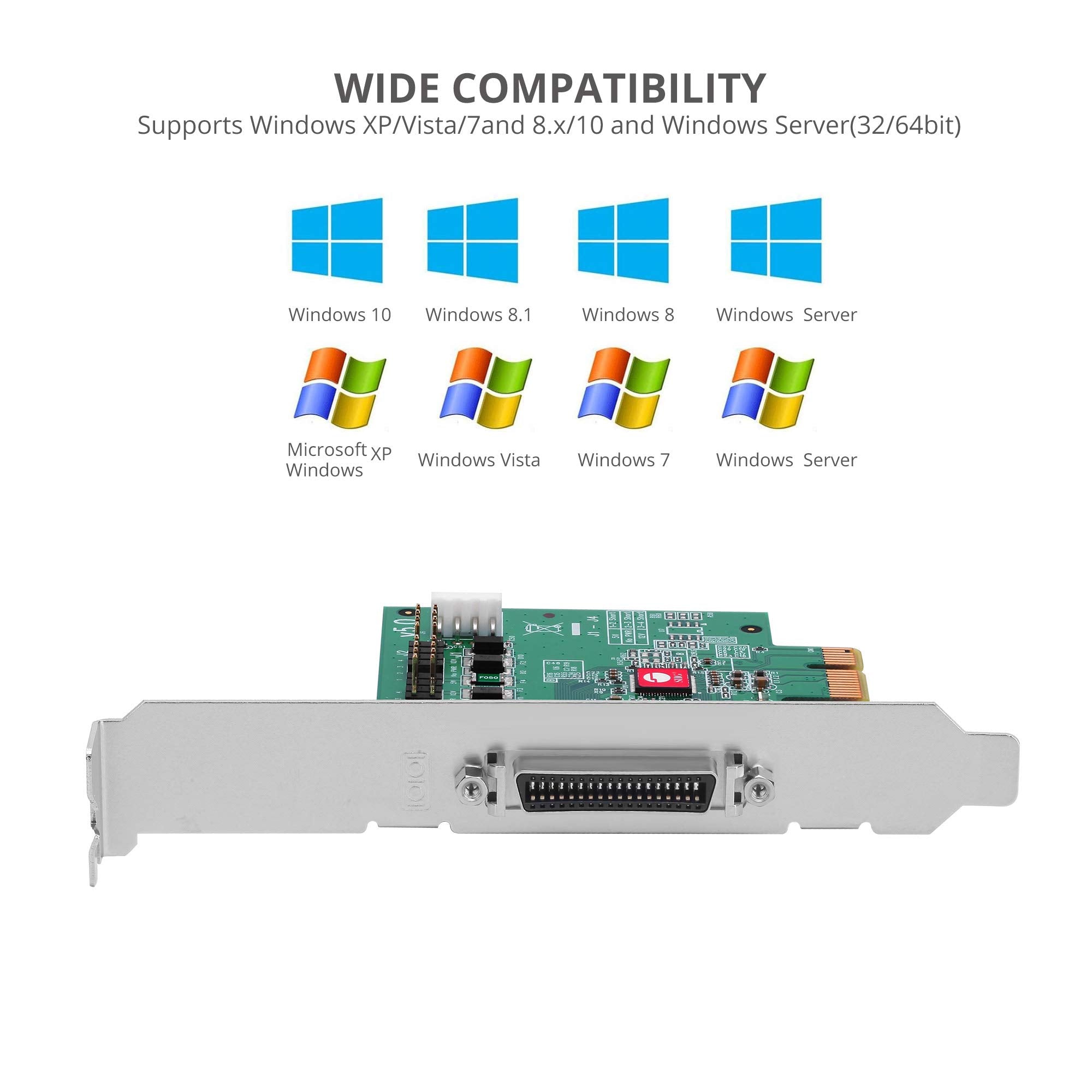 Siig Dp Cyberserial 4S Pcie, 16550 Uart, Baud Rates Up To 921Kbps, Pcie 2.0 X1 To 4X Rs 232 Male 9 Pin Db9, Rs 232 5V Or 12V Pow