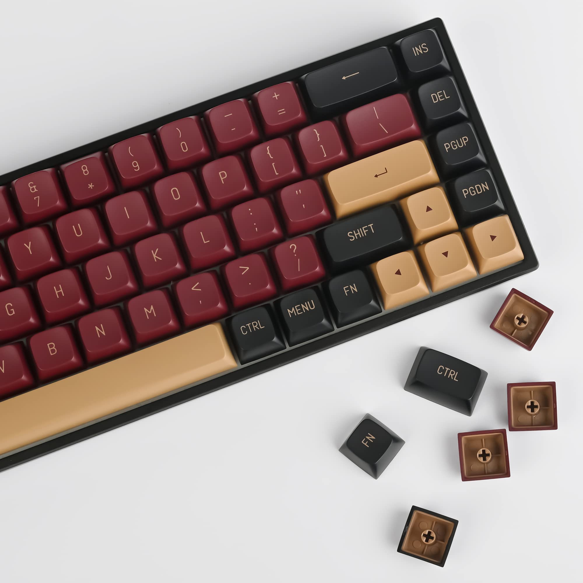 Fogruaden Pbt Red Samurai Keycaps, 160 Keycap Set Double Shot Keycaps, Csa Profile, Custom Keycaps For Cherry Gateron Mx Switche
