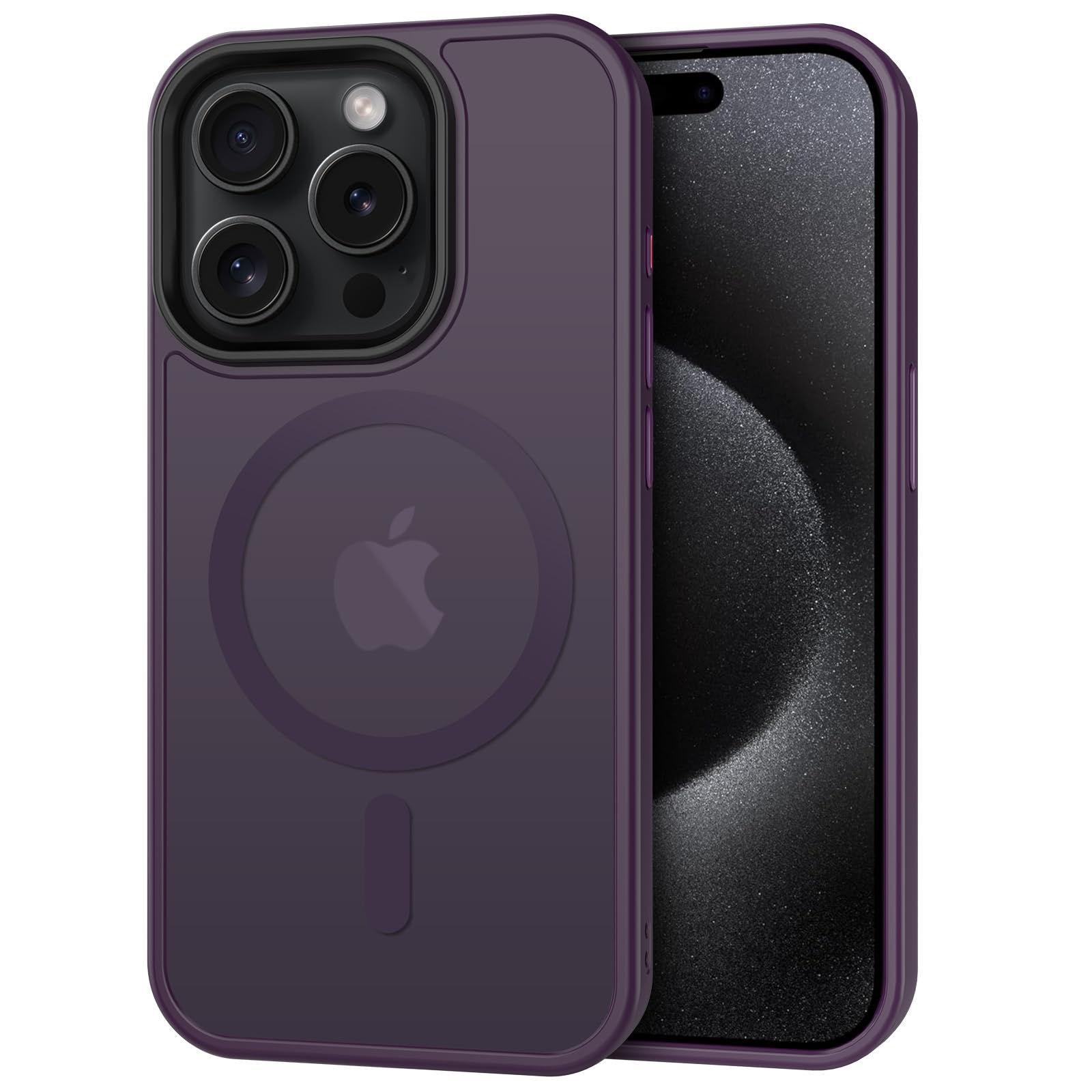 CACOE Magnetic Case for iPhone 15 Pro 6.1 inch-Compatible with MagSafe & Magnetic Car Phone Mount,Not Yellowing Anti-Scratch (Da