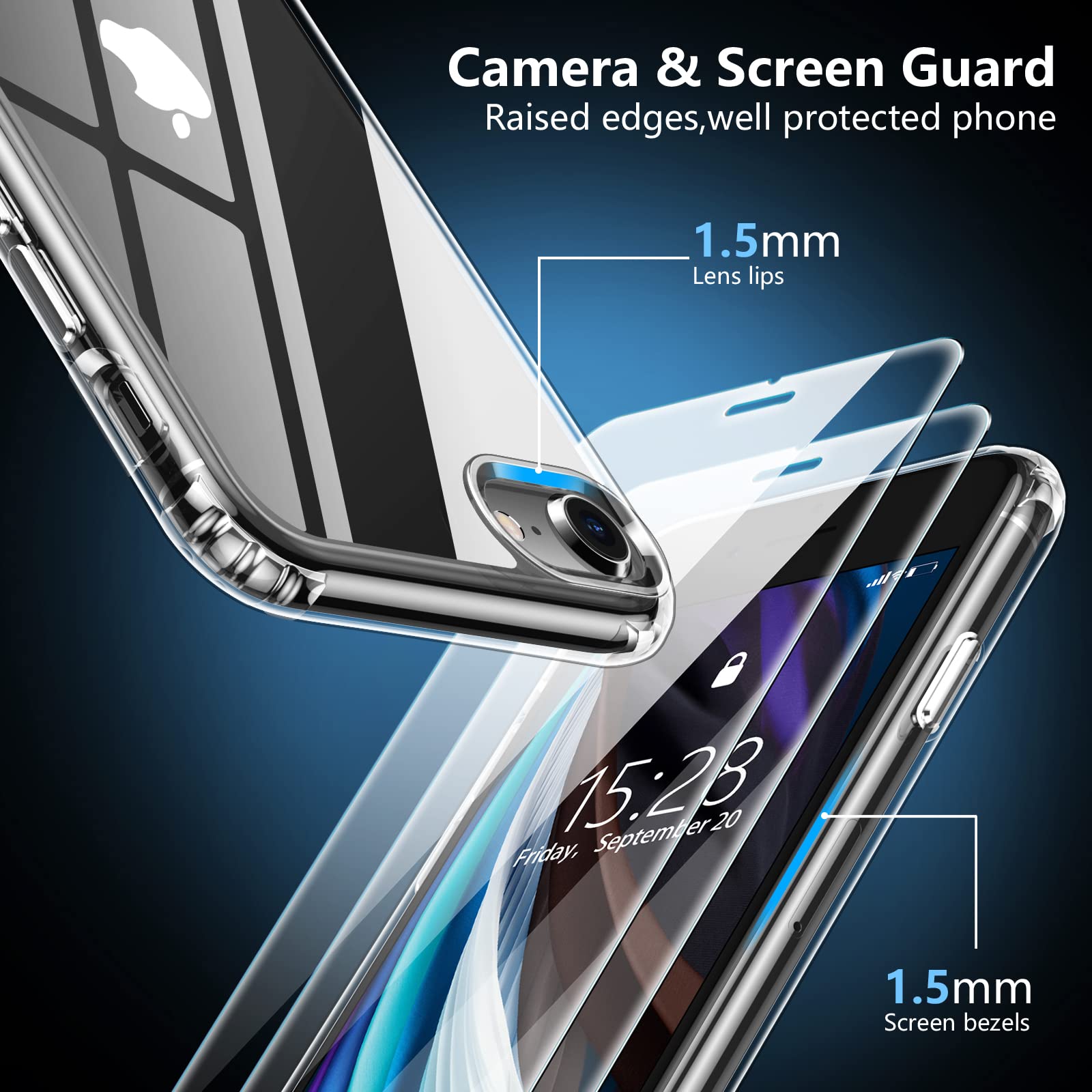 Xiwxi For Iphone Se Case 2022/3Rd/2020,Iphone 8/7 Case,With [2Xtempered Glass Screen Protector] [ 360 Full Body Shockproof ] [He