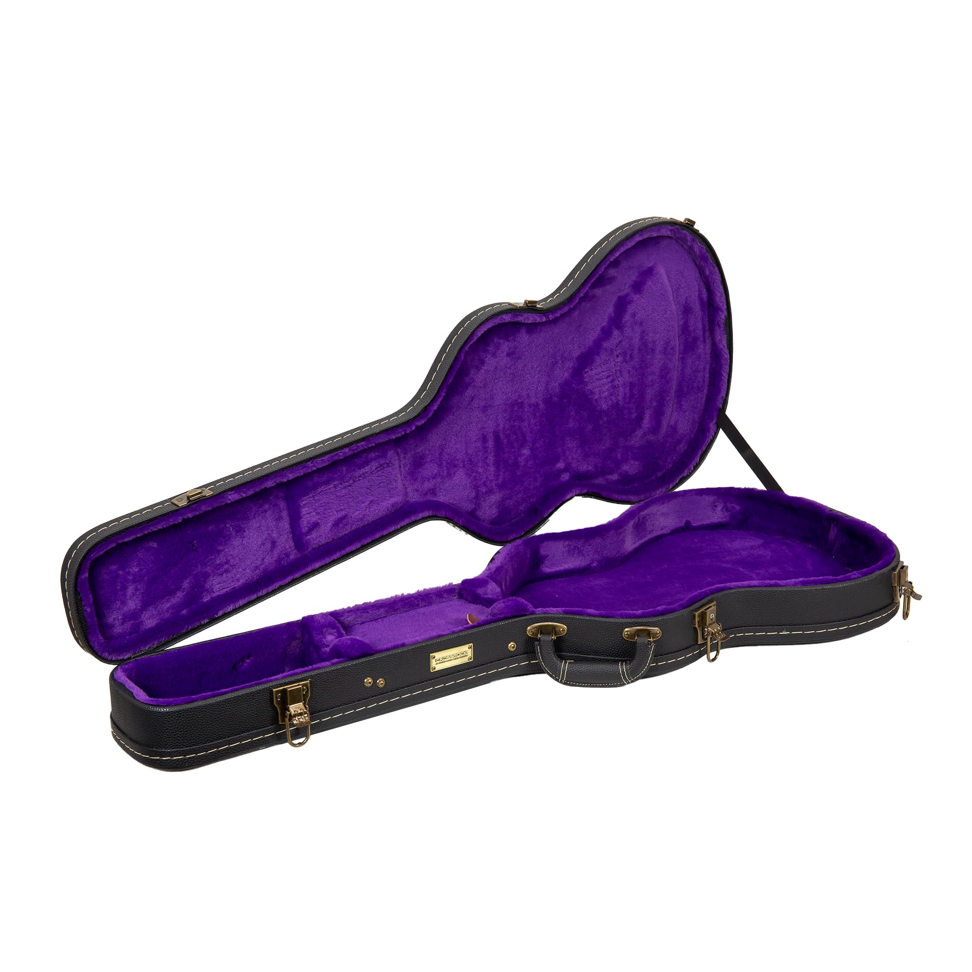 Crossrock Wooden Guitar Case for PRS SE Hollowbody - Black, Vintage Hardware, Sponge Lining, Model CRW520PRSHBBK