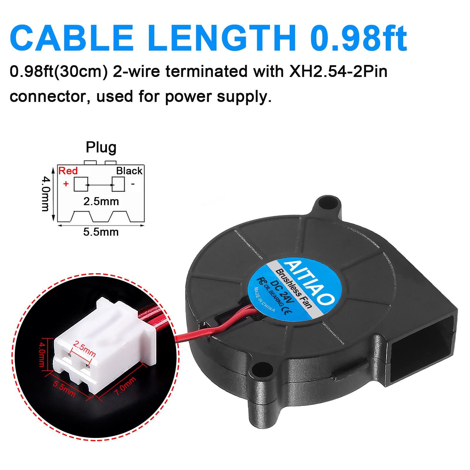 Aitiao 6Pcs 5015 Blower Cooling Fan,Dc 24V 50X50X15Mm 3D Printer Blower Brushless Cooling Fans 5015 Oil Bearing Turbine Fans Blo