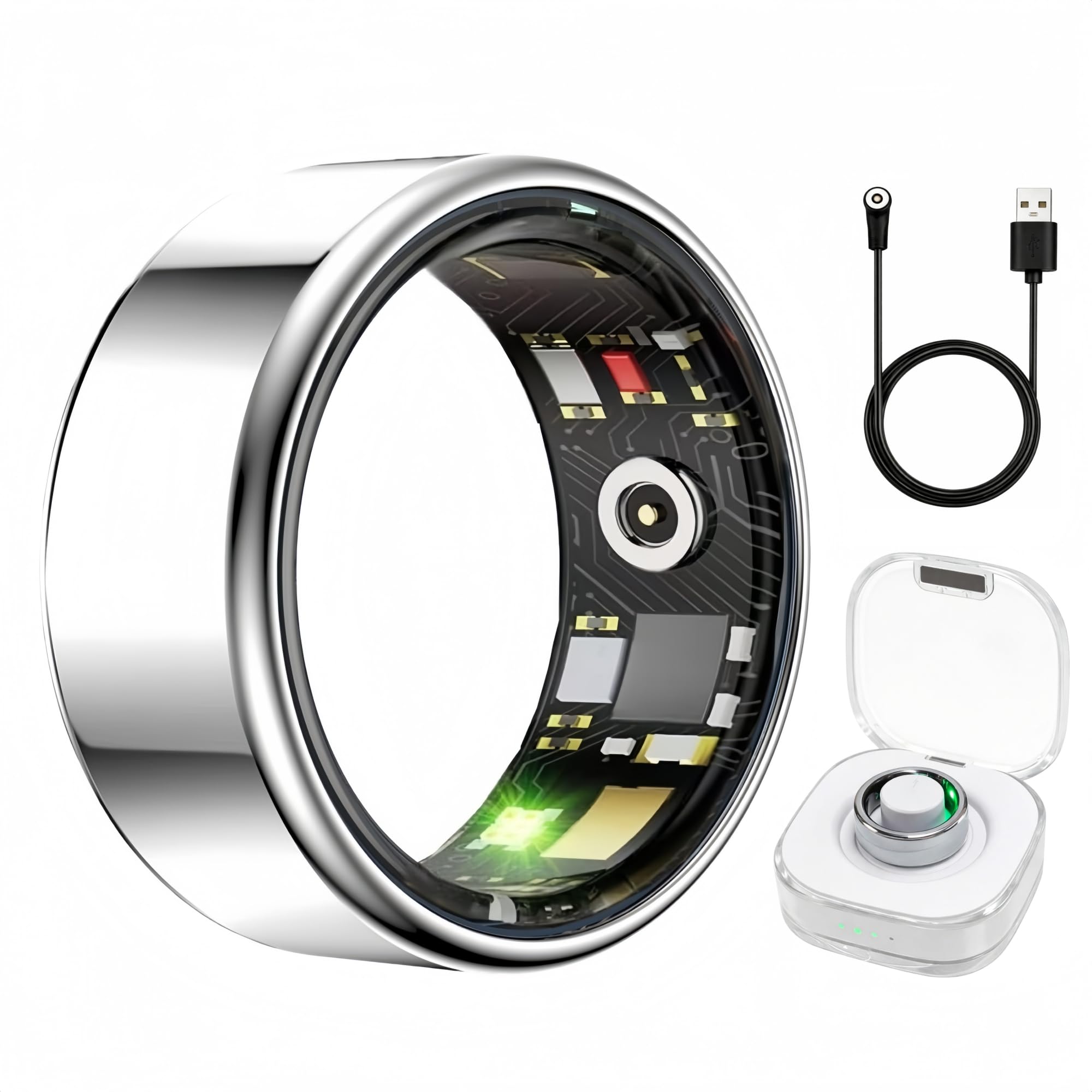 Aoyool Smart Ring Health & Fitness Tracker for Men & Women, Heart Rate, SPO2, Sleep & Activity Monitoring, IP68 Waterproof, Long