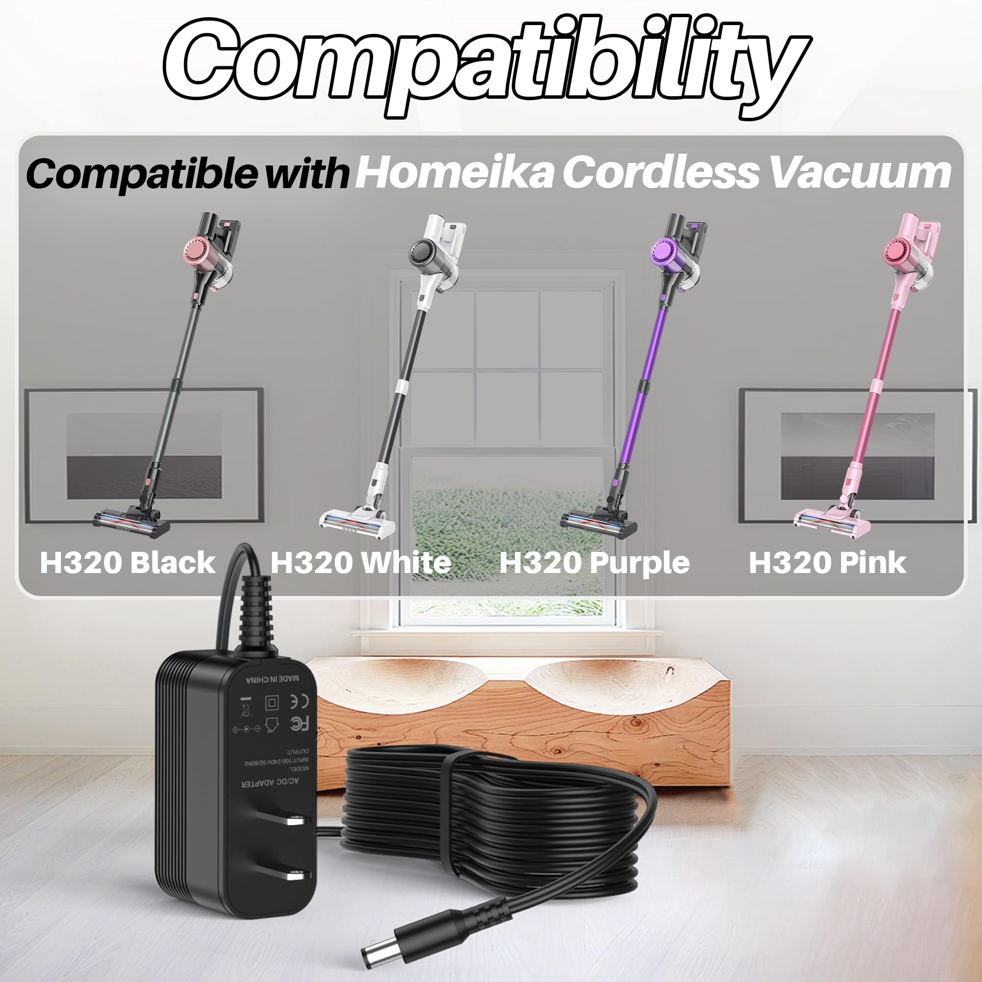 Charger For Homeika Cordless Vacuum Cleaner For Homeika H320 Cordless Vacuum 26.5V Ac Adapter For Homeika Vacuum H 320 Cordless