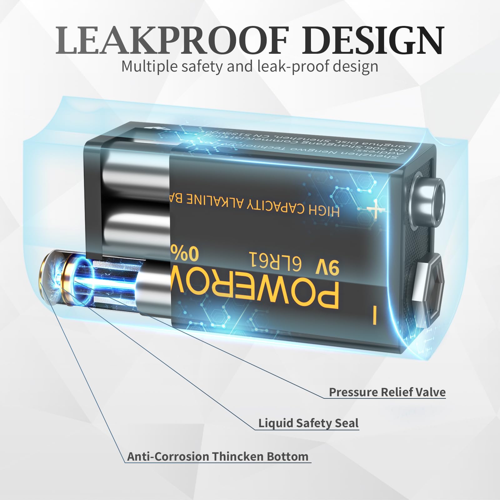 Powerowl High Capacity 9V Batteries 8 Pack, Alkaline 9 Volt Battery 6Lr61 For Smoke Detector Fire Alarm And More Devices