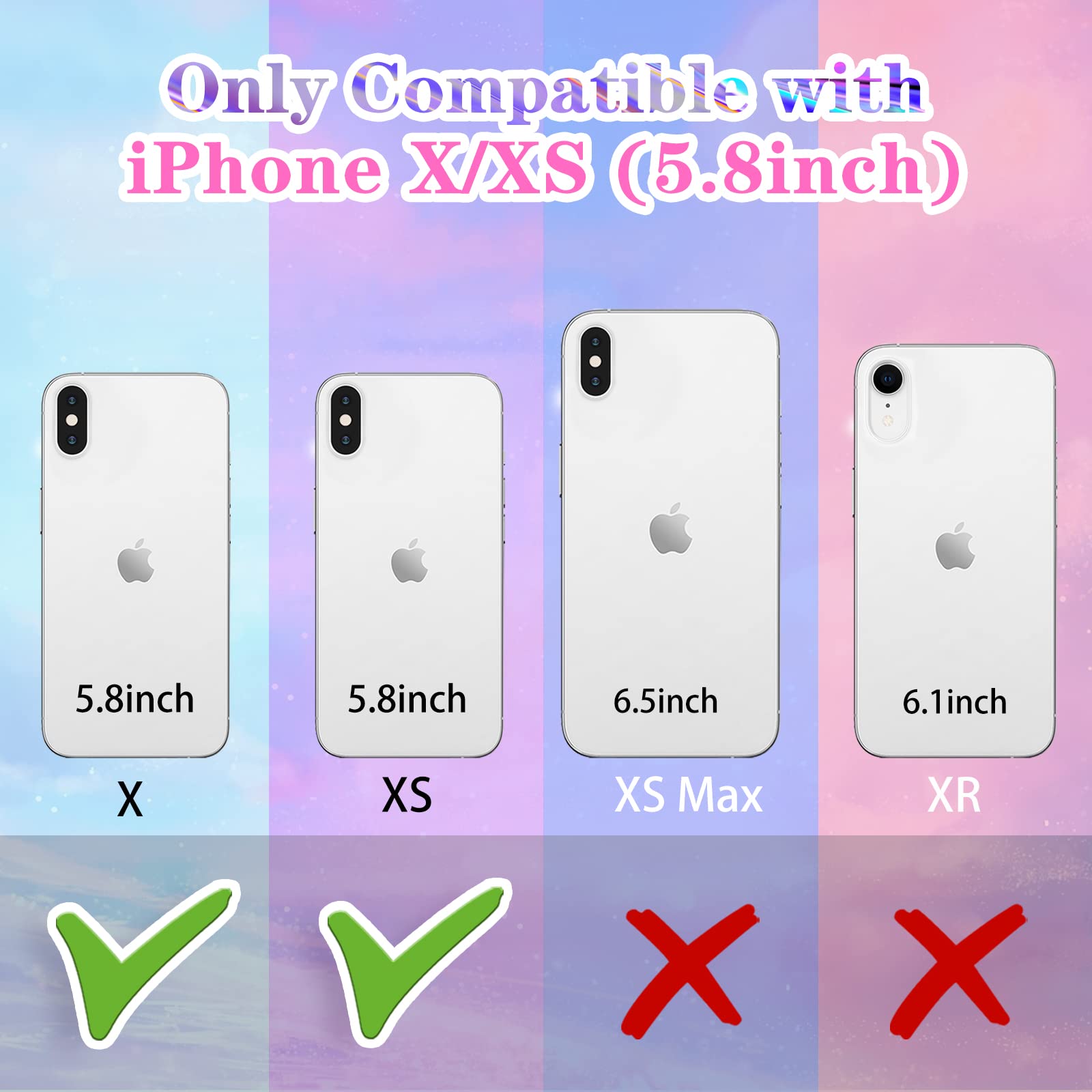 Goocrux (3In1 Case For Apple Iphone X/Xs Butterfly Glitter Handmade Sequin Sparkle Pretty For Women Girls Clear Design Crystal P