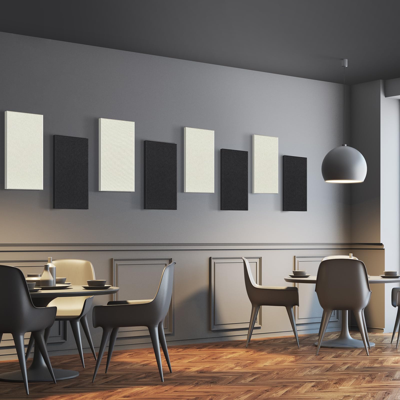 Umiacoustics 4 Pcs Acoustic Wall Panels, 2 Thick 23.6'' X 11.8'' Fiberglass Recording Studio Acoustical Treatments Panels, Self