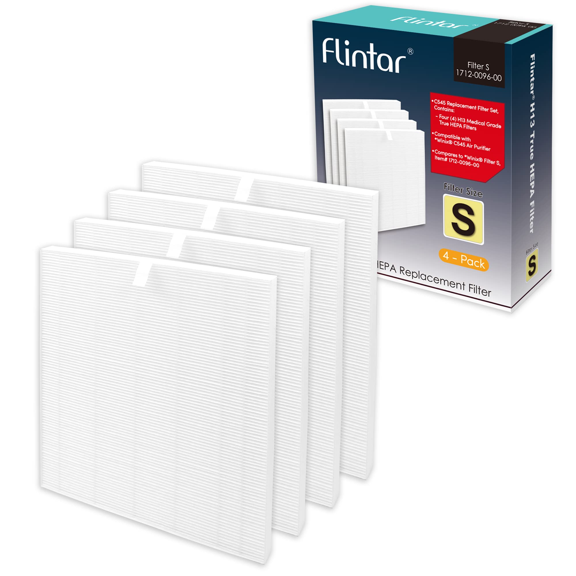 Flintar C545 True Hepa Replacement Filter S, Compatible With Winix C545 Air Purifier, Compares To Winix S Filter 1712 0096 00, H