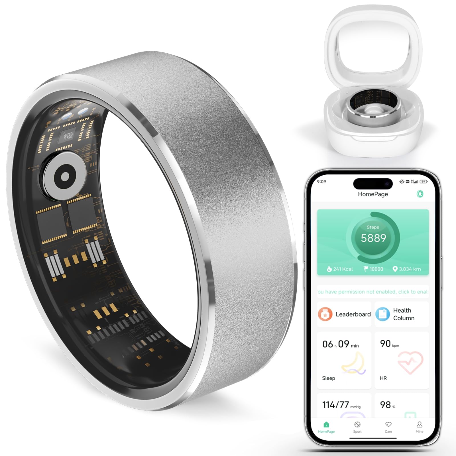 Weylmd Smart Ring for Women and Men - Fitness & Health Smart Ring with Heart Rate and Sleep Tracking - Waterproof Activity & Wel