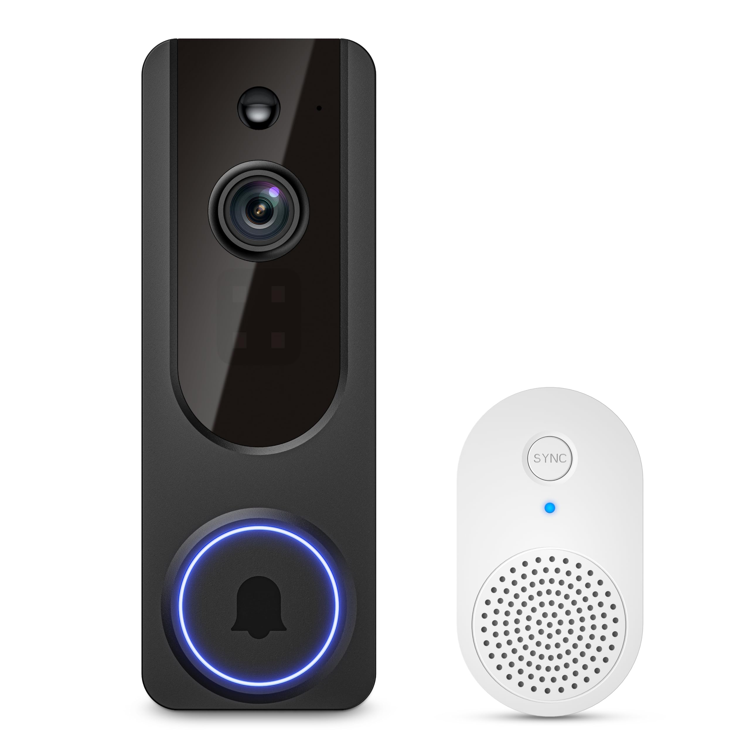 Hubposh Doorbell Camera Wireless with Indoor Receiver, Baby Monitor, Battery Powered, AI Human and Motion Detection, 2 Way Talk,