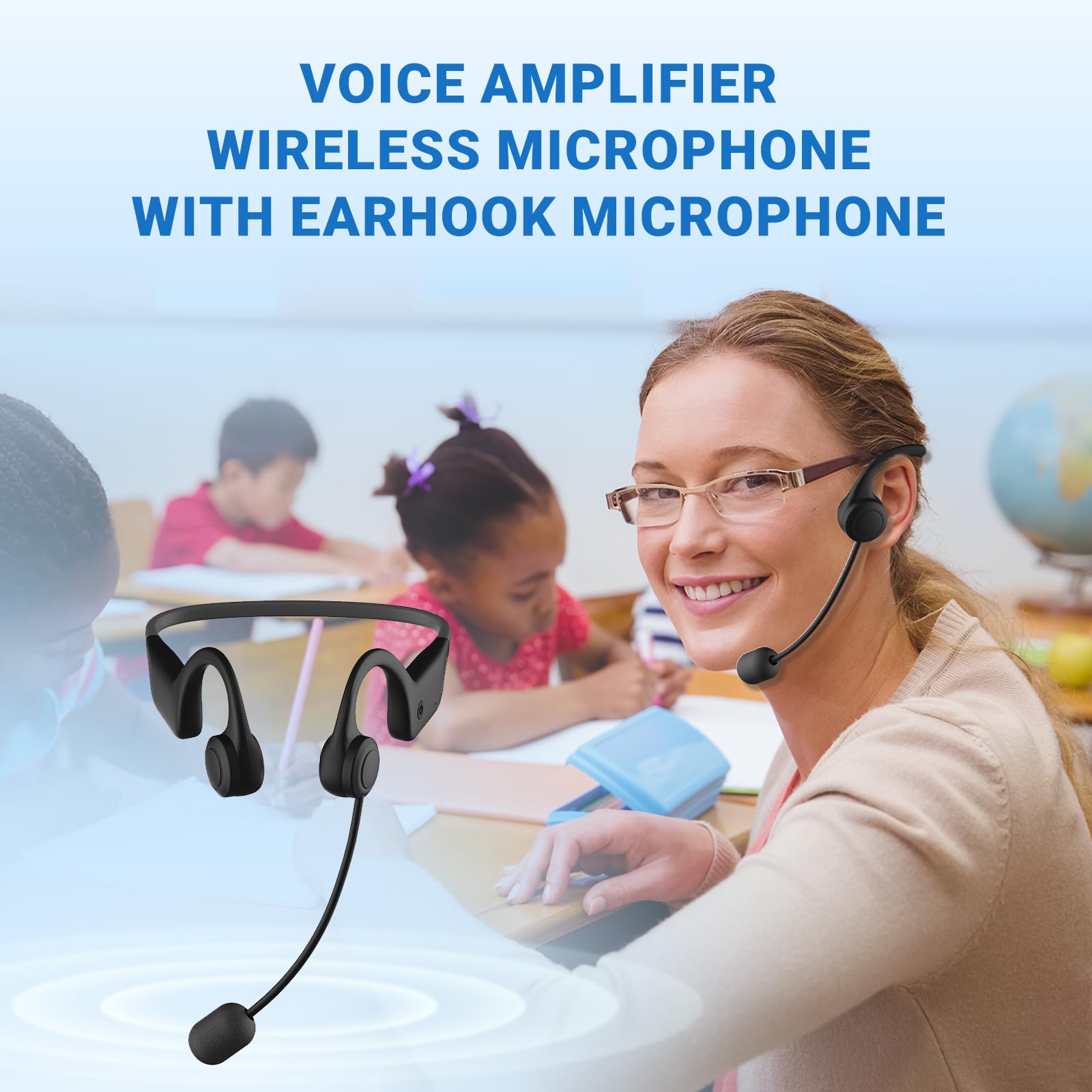 Bluetooth Voice Amplifier With Wireless Earhook Microphone,Wireless Microphone With Speaker Combo,Mini Megaphone With Wireless A