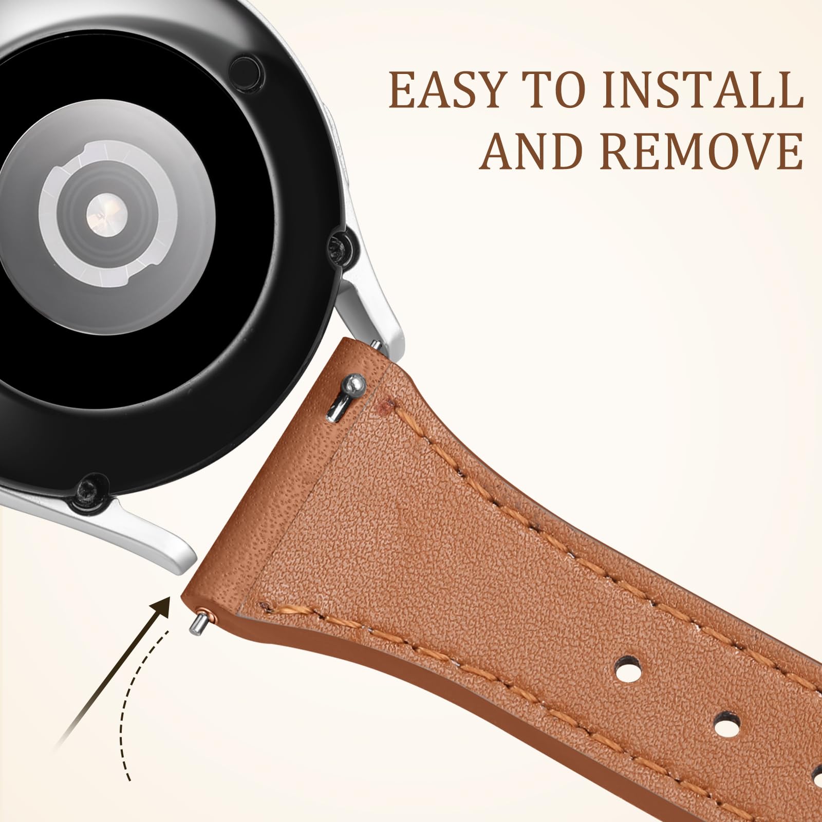 Geak Slim Leather Band Compatible With Samsung Galaxy Watch 7 Band/Watch Fe 6 5 4 40Mm 44Mm/Watch 5 Pro Band 45Mm/Watch 6 4 Clas